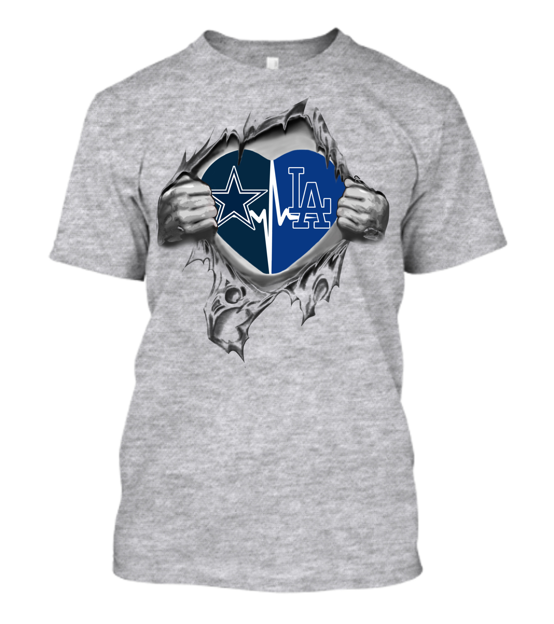 Cowboys Star Dodgers La Heartbeat Inside T-Shirt