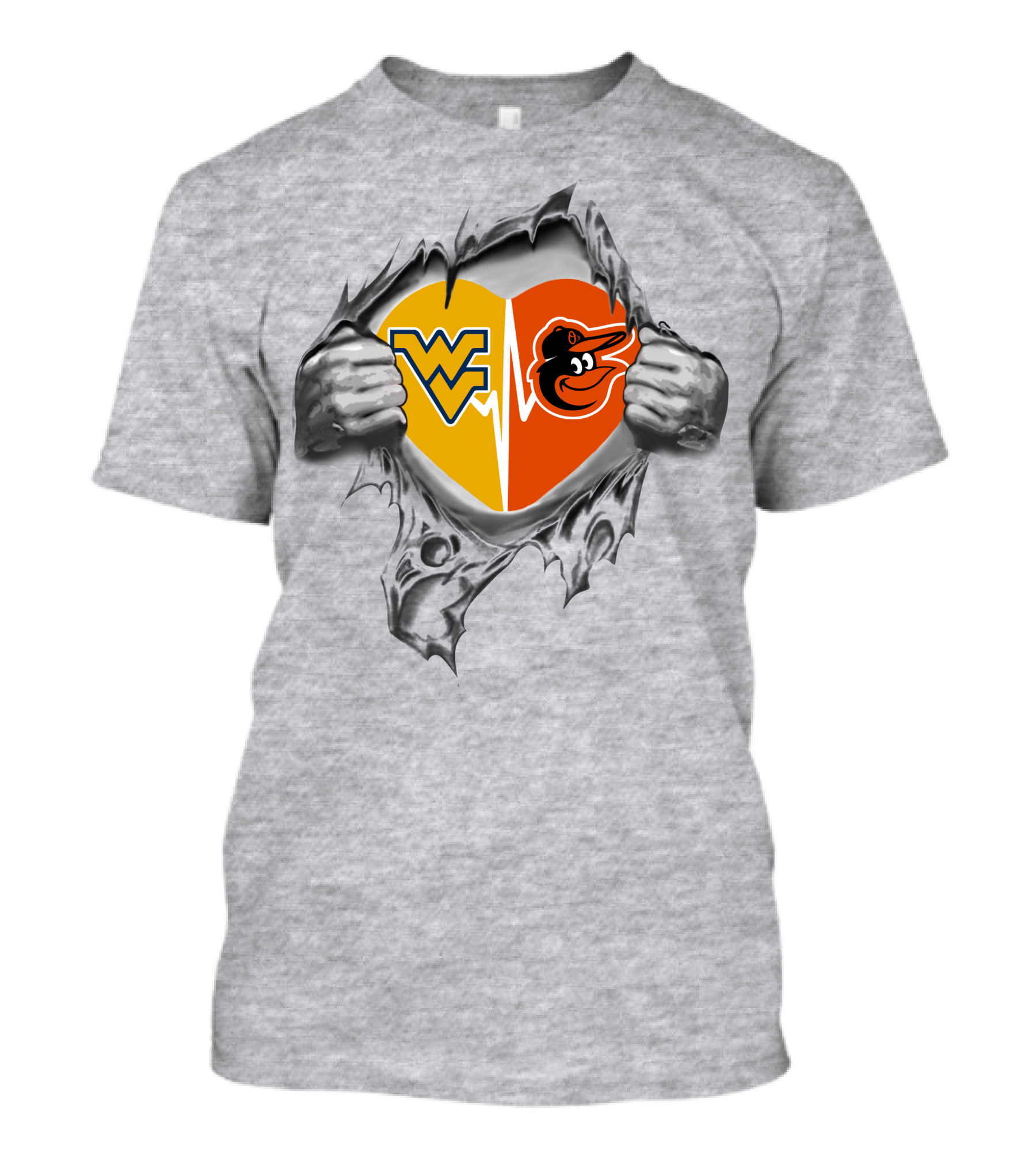 WV Orioles Hidden Heart Logo Mashup T-Shirt