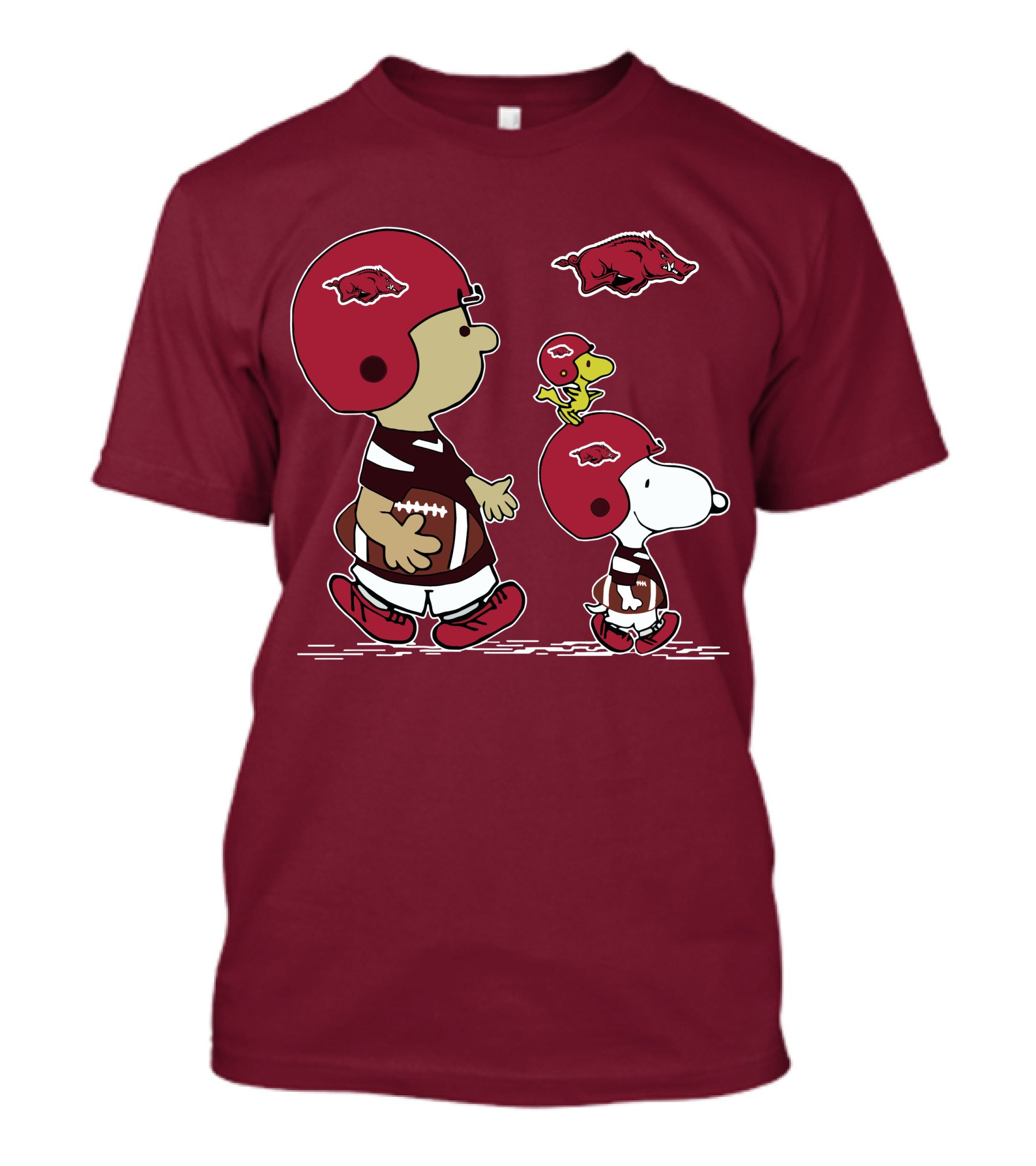 Arkansas Razorbacks Snoopy Football Peanuts Characters With Helmets T-Shirt