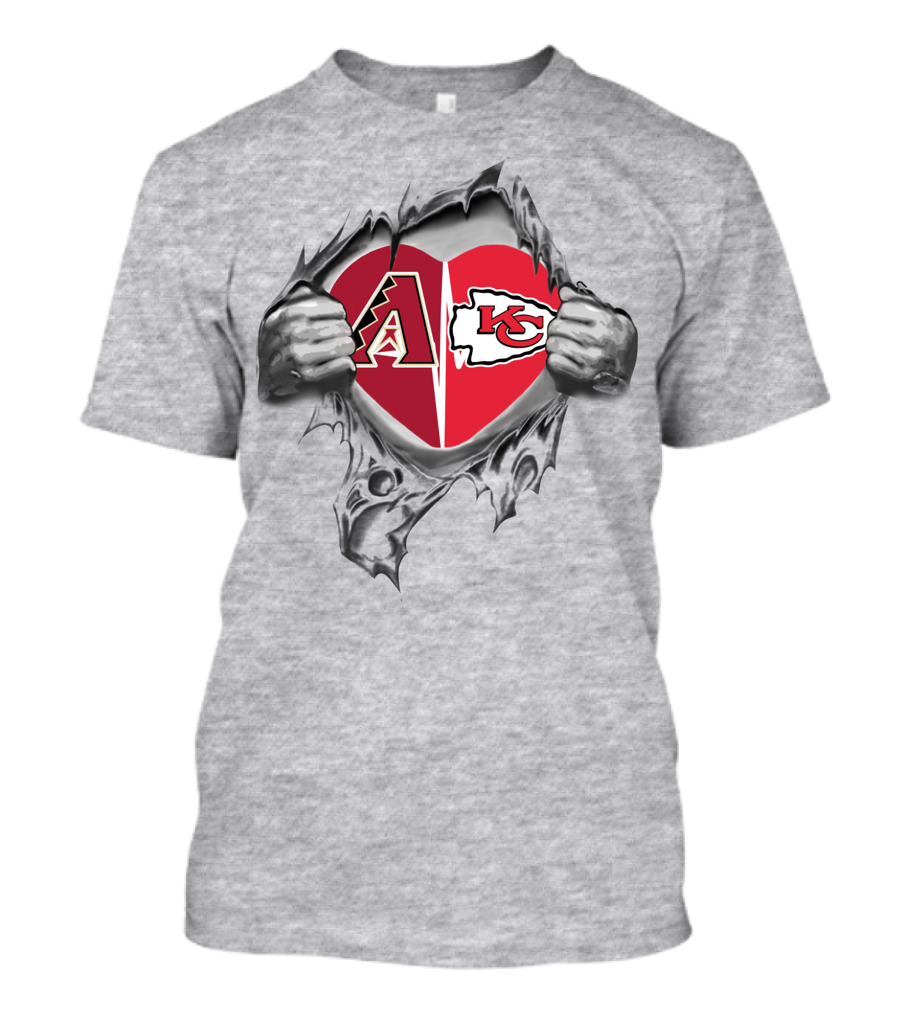 Arizona Diamondbacks Kansas City Chiefs Heart Torn T-Shirt