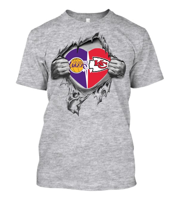 Los Angeles Lakers Kansas City Chiefs Heart Logo T-Shirt
