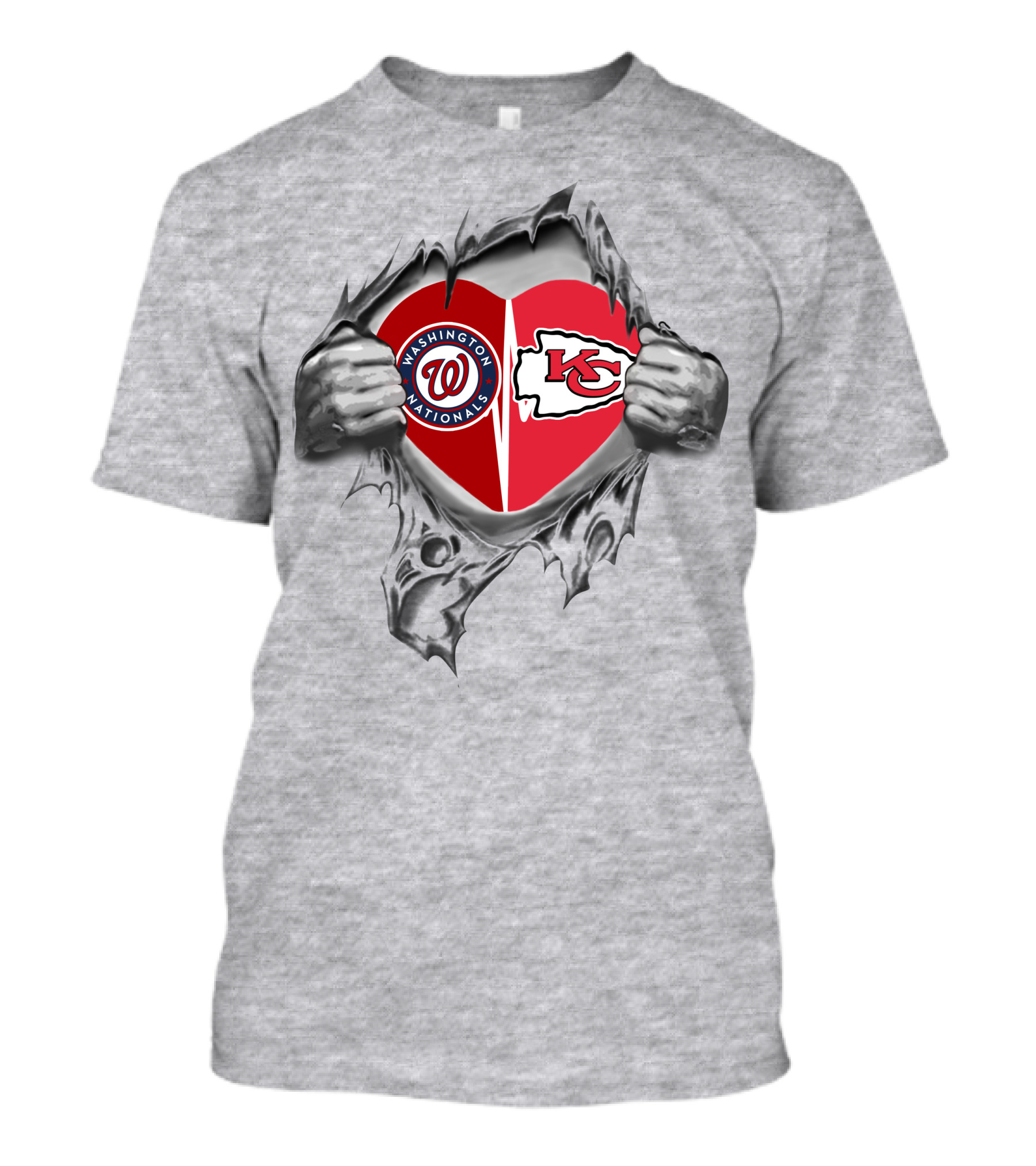Washington Nationals Kansas City Chiefs Heart T-Shirt