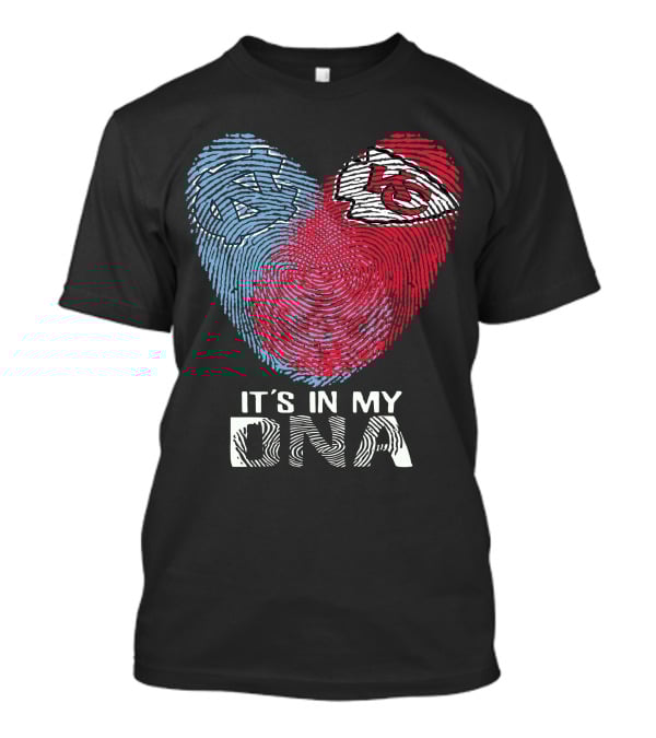 It's In My DNA North Carolina Tar Heels And Chiefs Fingerprint Heart T-Shirt