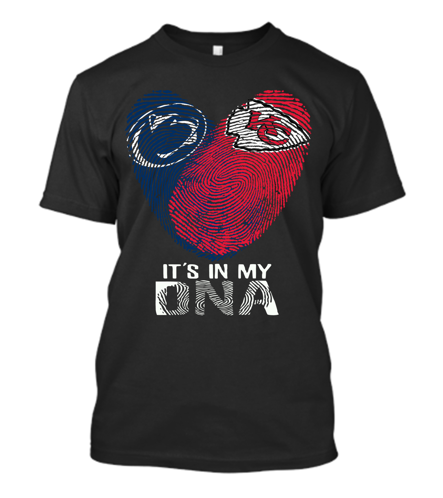 Penn State Nittany Lions And Chiefs It's In My DNA Fingerprint Heart T-Shirt