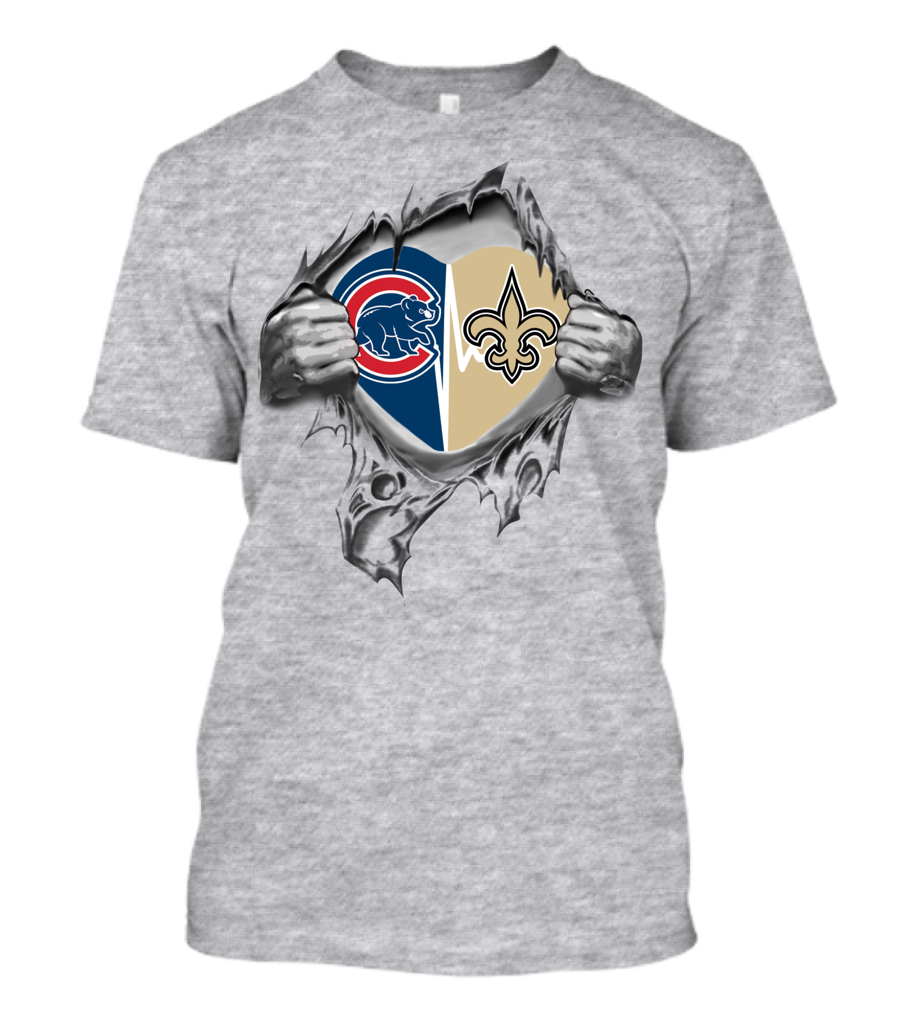 Cubs Saints Heart Logo Ripped T-Shirt