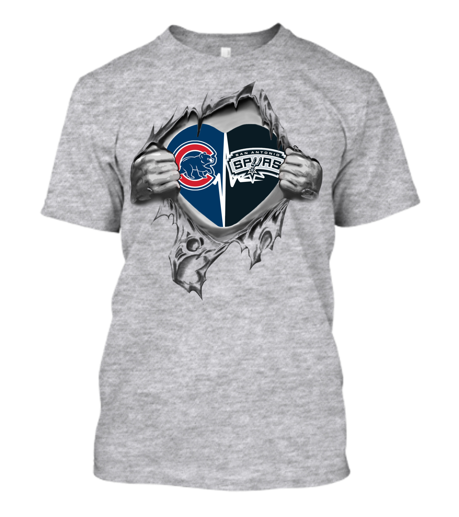Chicago Cubs San Antonio Spurs Torn Heart Fusion T-Shirt