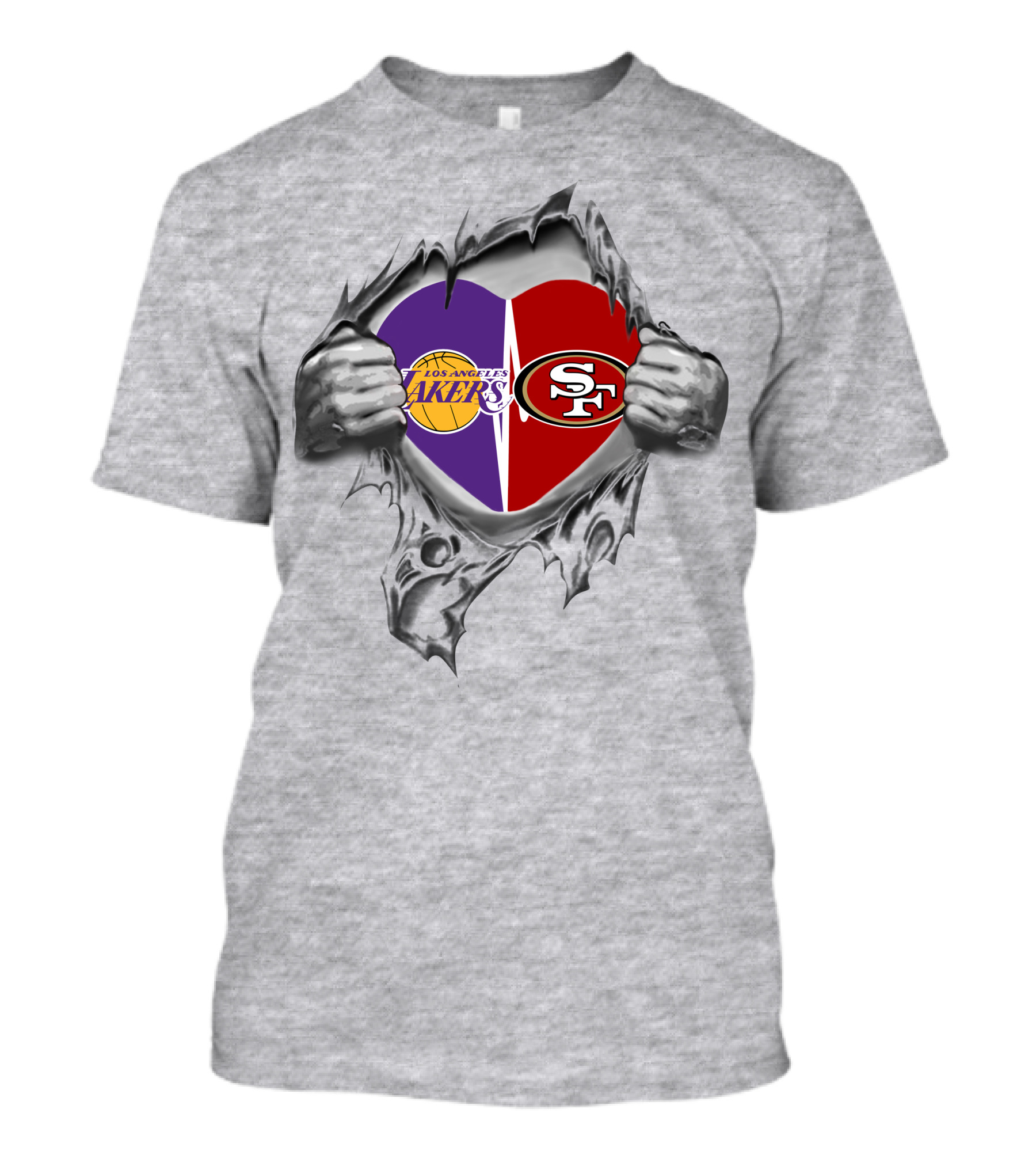 Los Angeles Lakers San Francisco 49ers Heart Logos T-Shirt