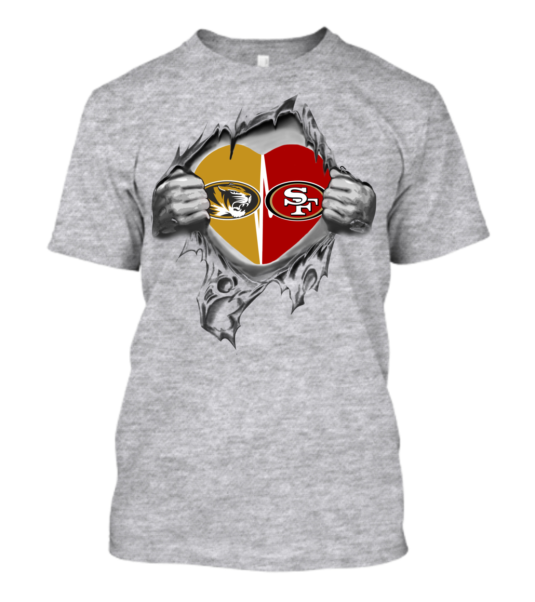 49ers Sf And Missouri Tigers Heart T-Shirt