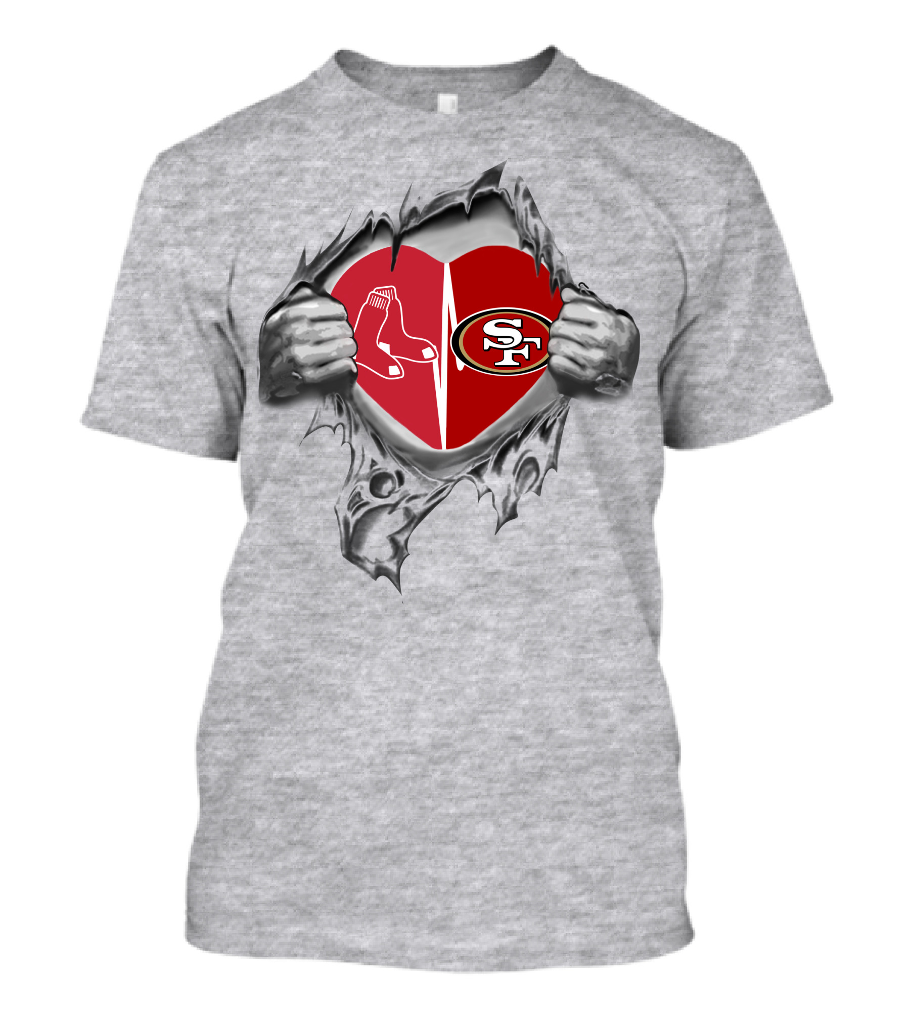 San Francisco 49ers Boston Red Sox Heart T-Shirt