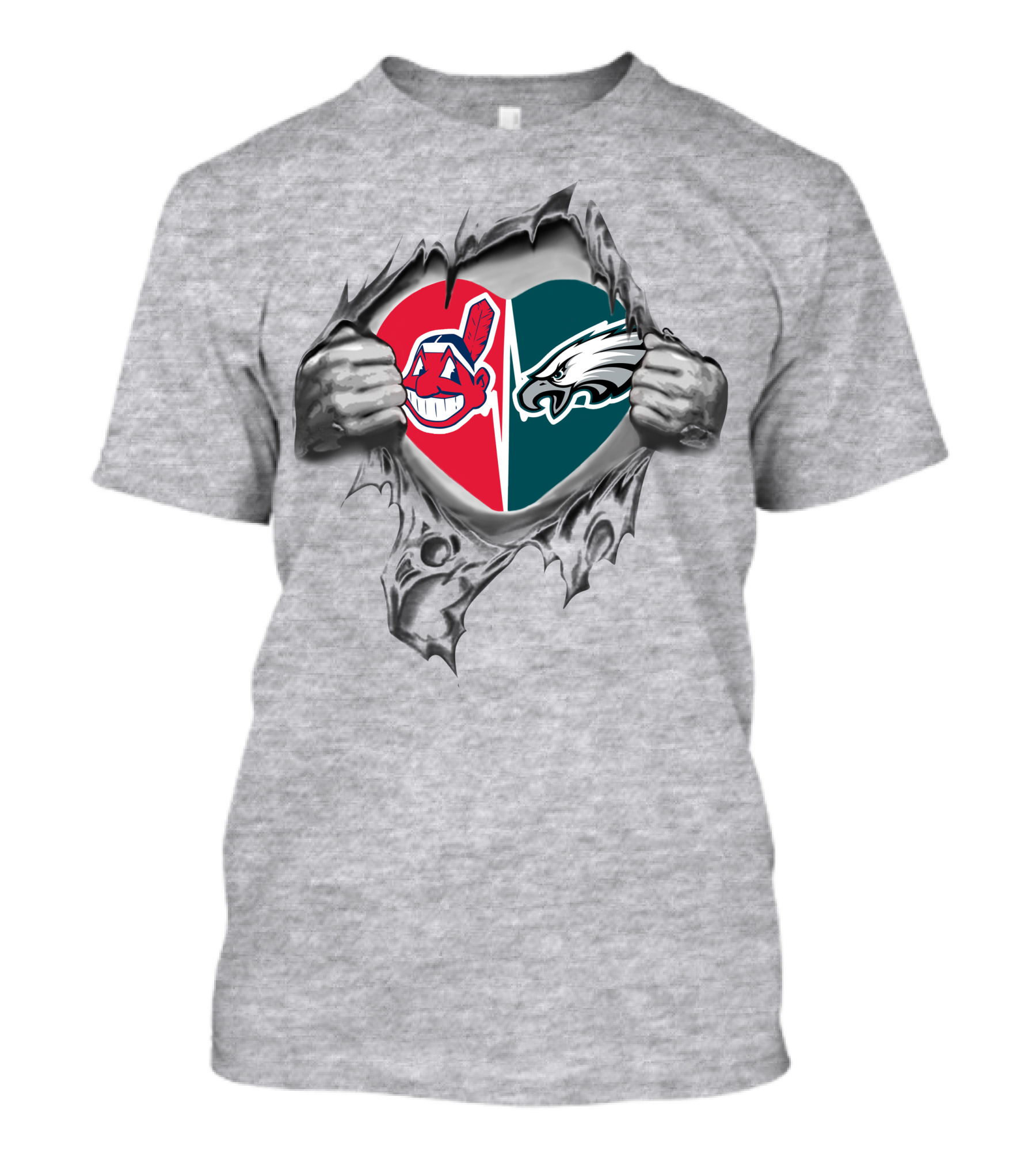 Eagles Indians Split Heart T-Shirt