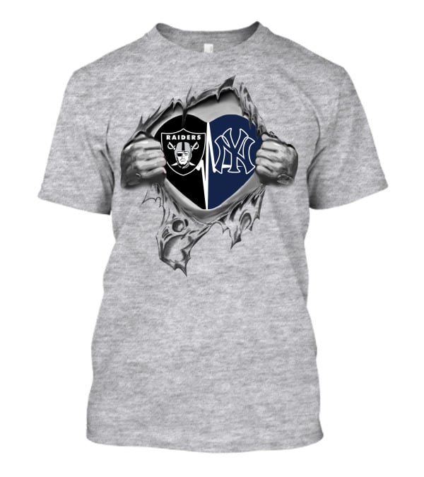 Raiders Yankees Heart Torn Open T-Shirt