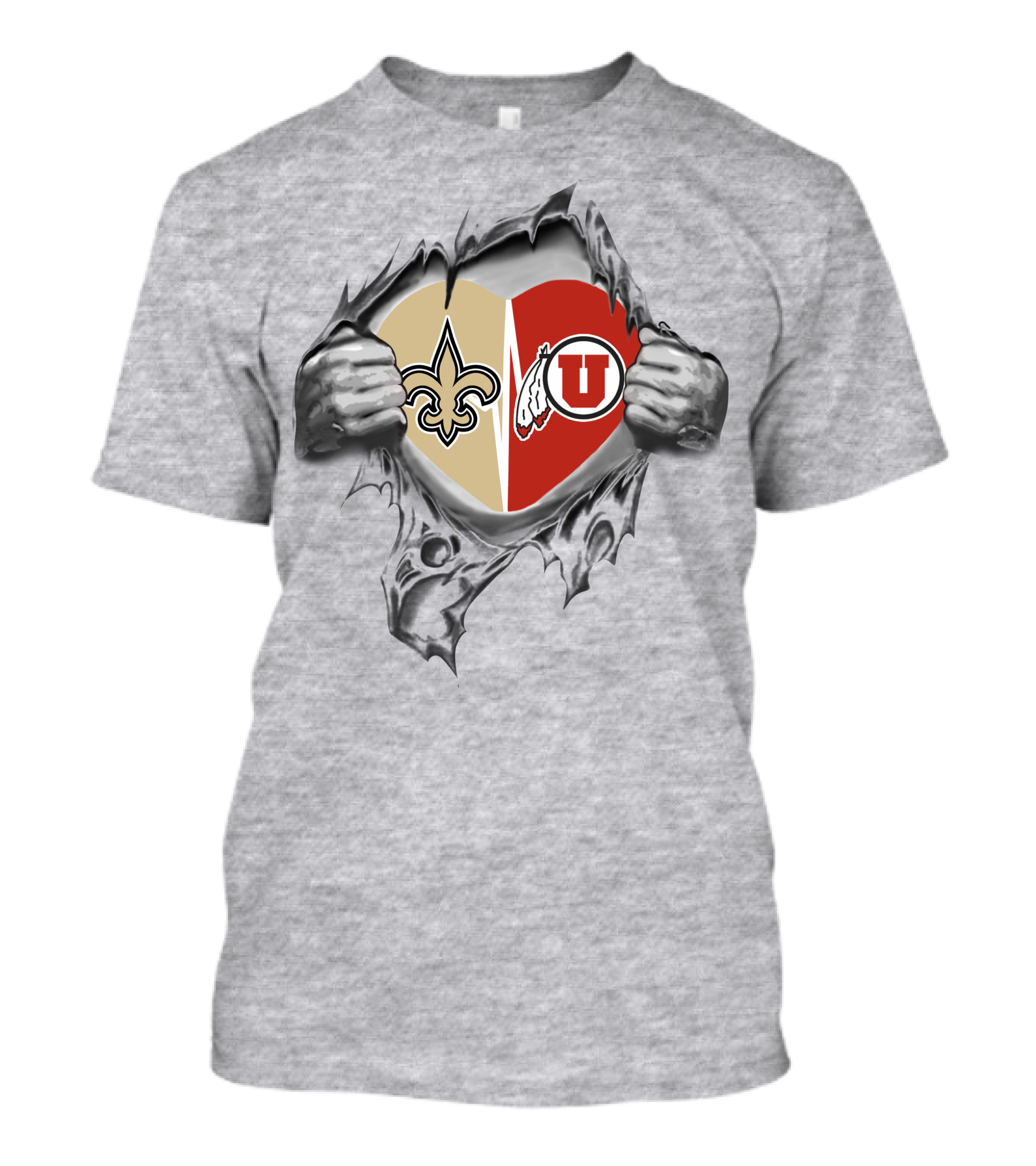 Saints Utah Utes Heart Torn Open T-Shirt