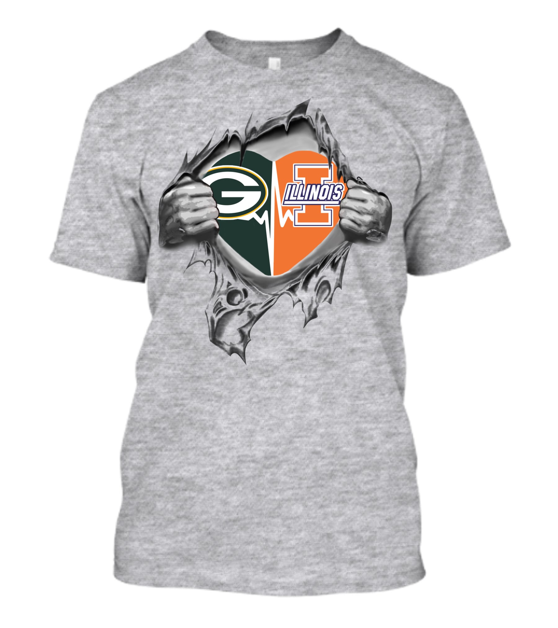 Green Bay Packers Illinois Fighting Illini Heart T-Shirt