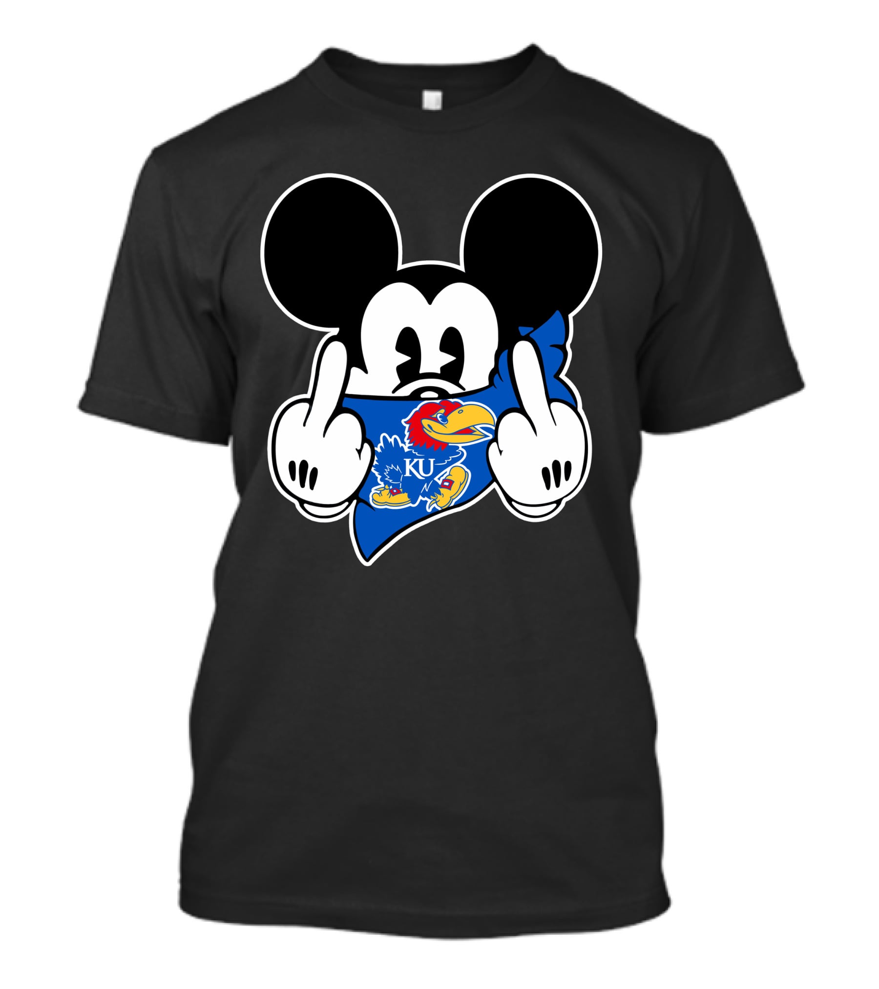 Kansas Jayhawks Mickey Mouse KU Logo Dark Humor T-Shirt