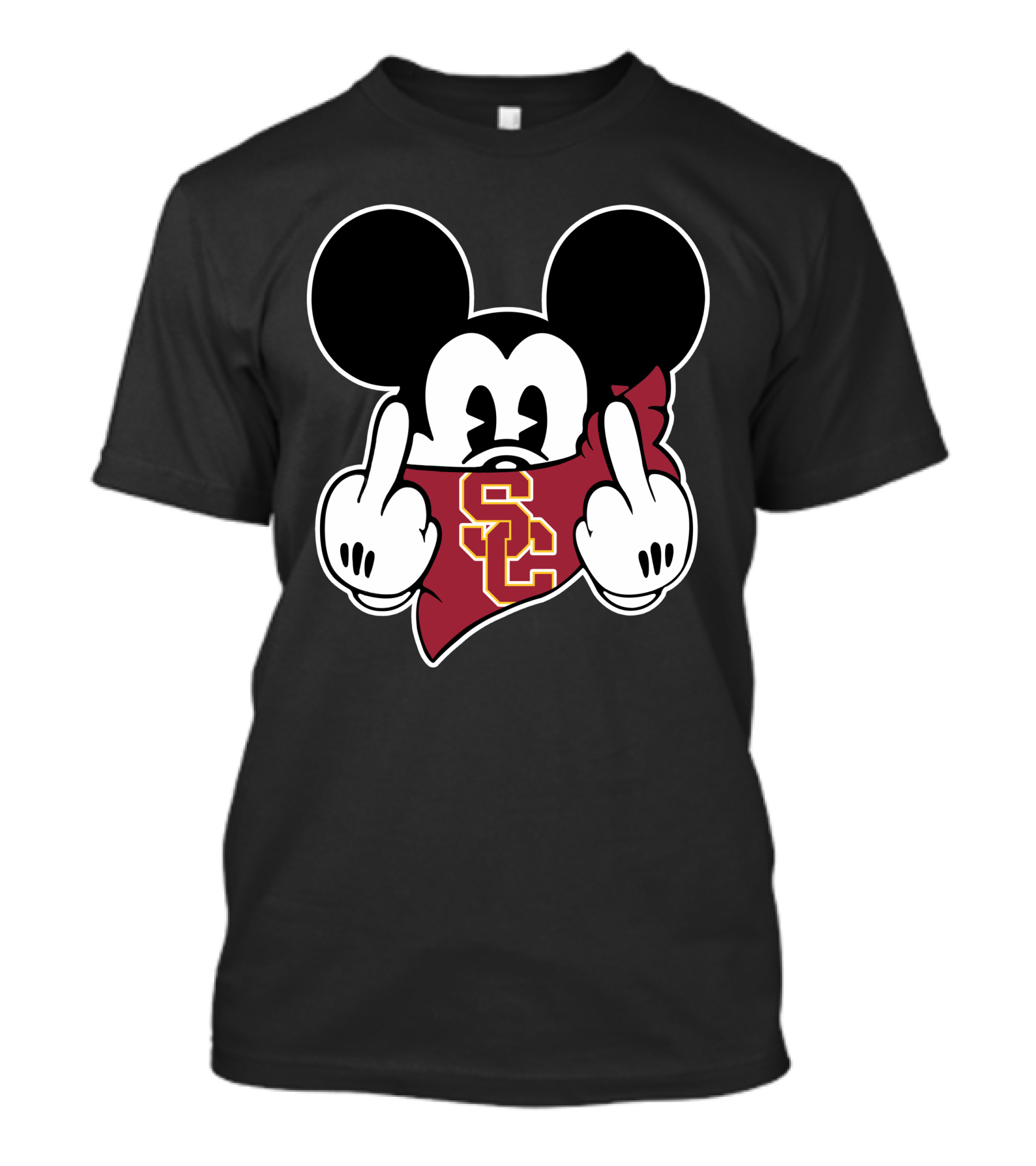 Usc Trojans Mickey Mouse Middle Finger Gesture T-Shirt
