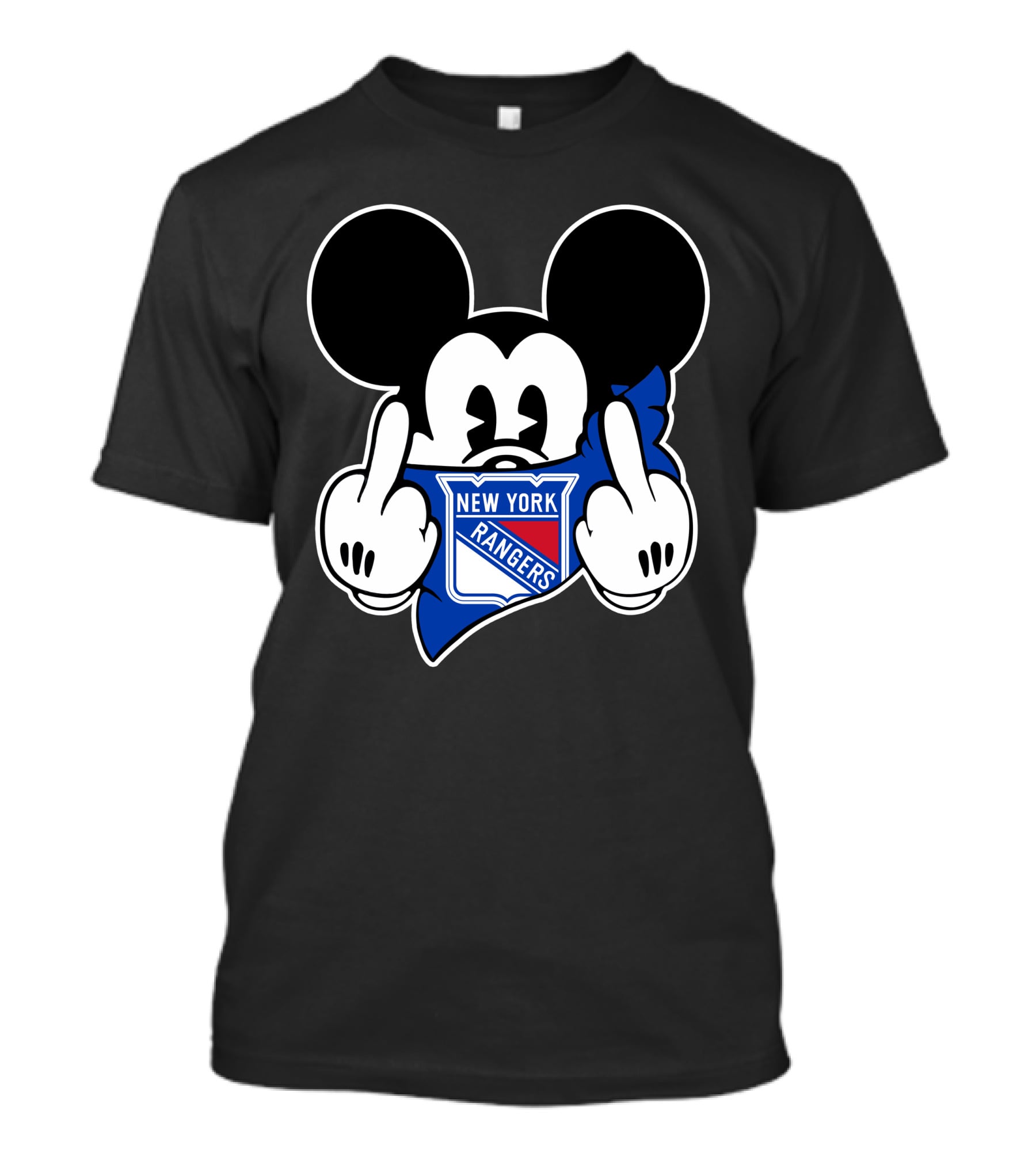 New York Rangers Mickey Middle Fingers Graphics T-Shirt