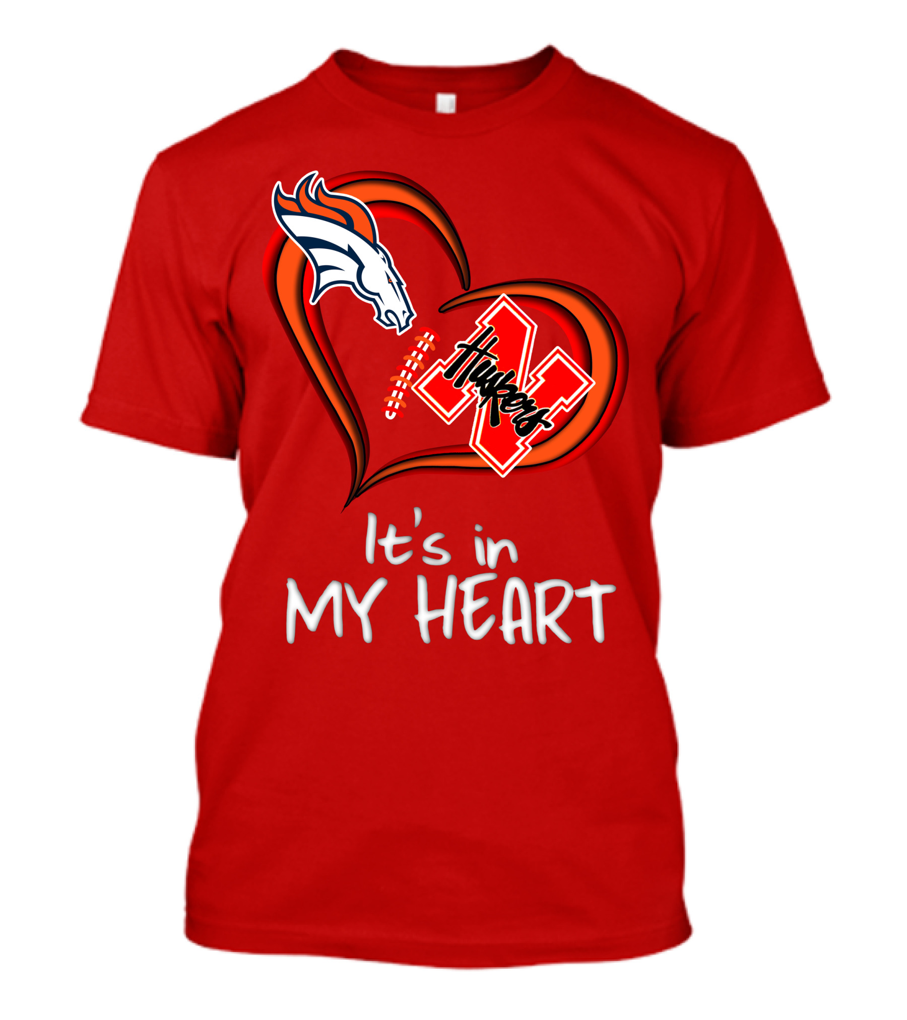 Broncos Huskers It's In My Heart T-Shirt