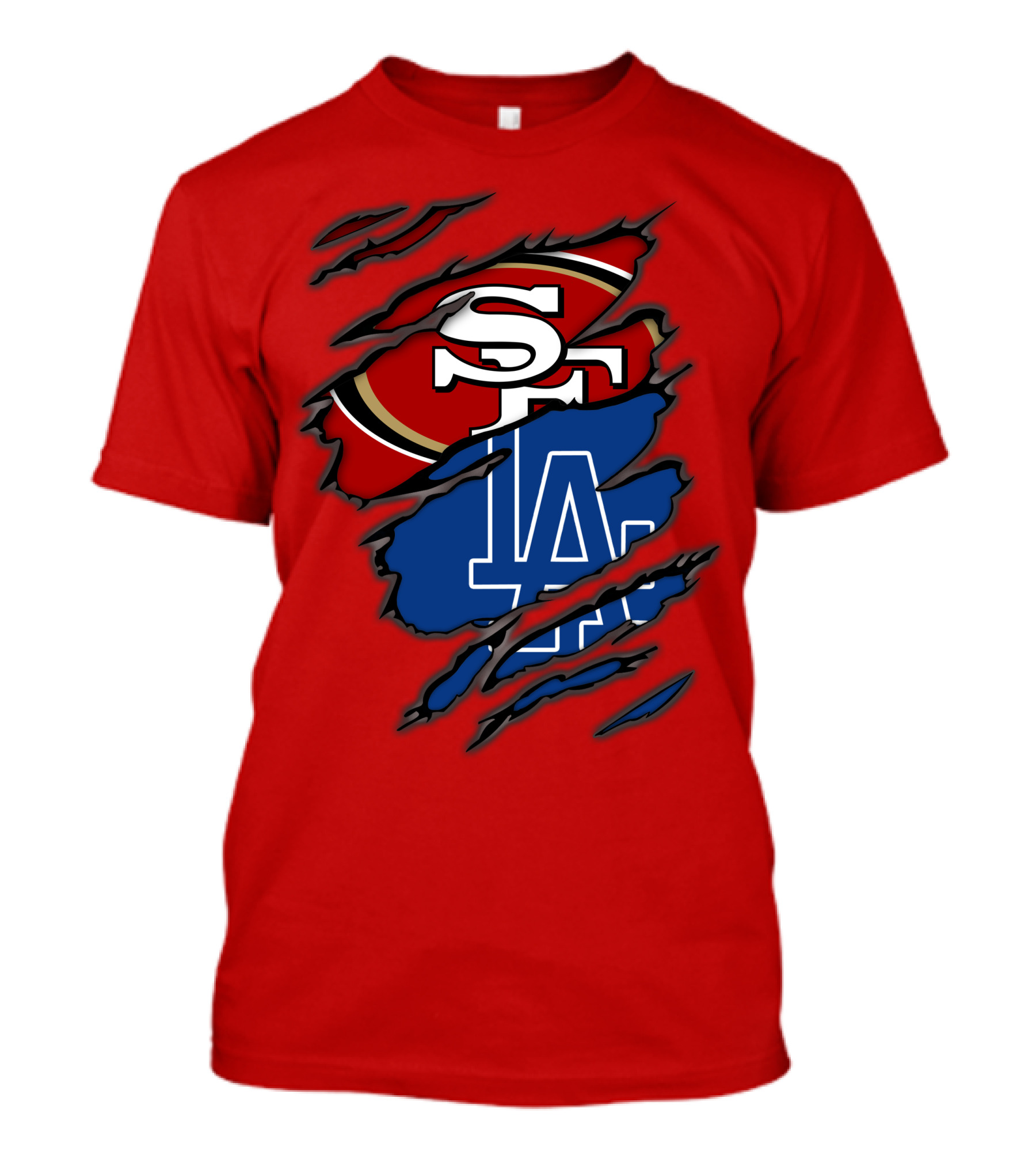 Sf 49ers And La Dodgers Logos Patchwork T-Shirt