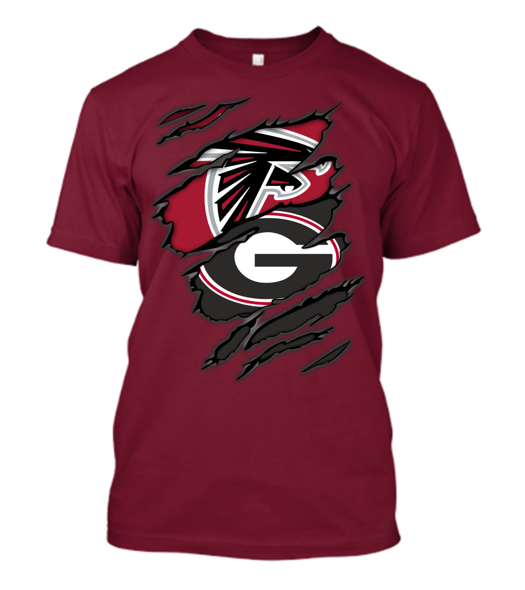 Atlanta Falcons Georgia Bulldogs Claw Marks Logo Combo T-Shirt