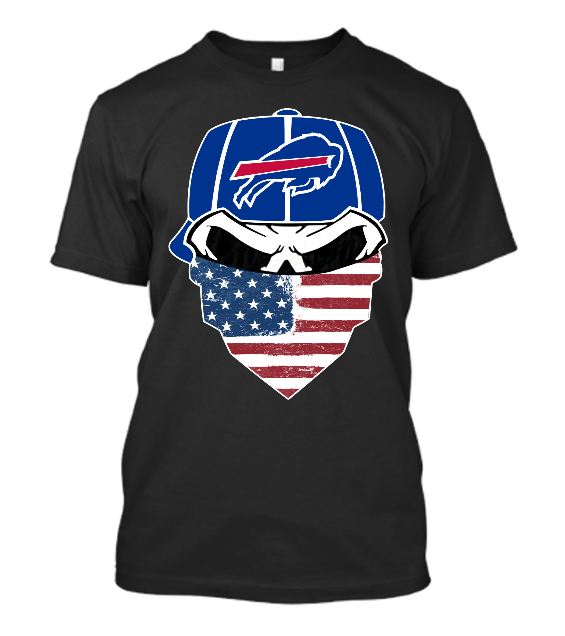 Bills Skull Buffalo Logo American Flag Bandana T-Shirt
