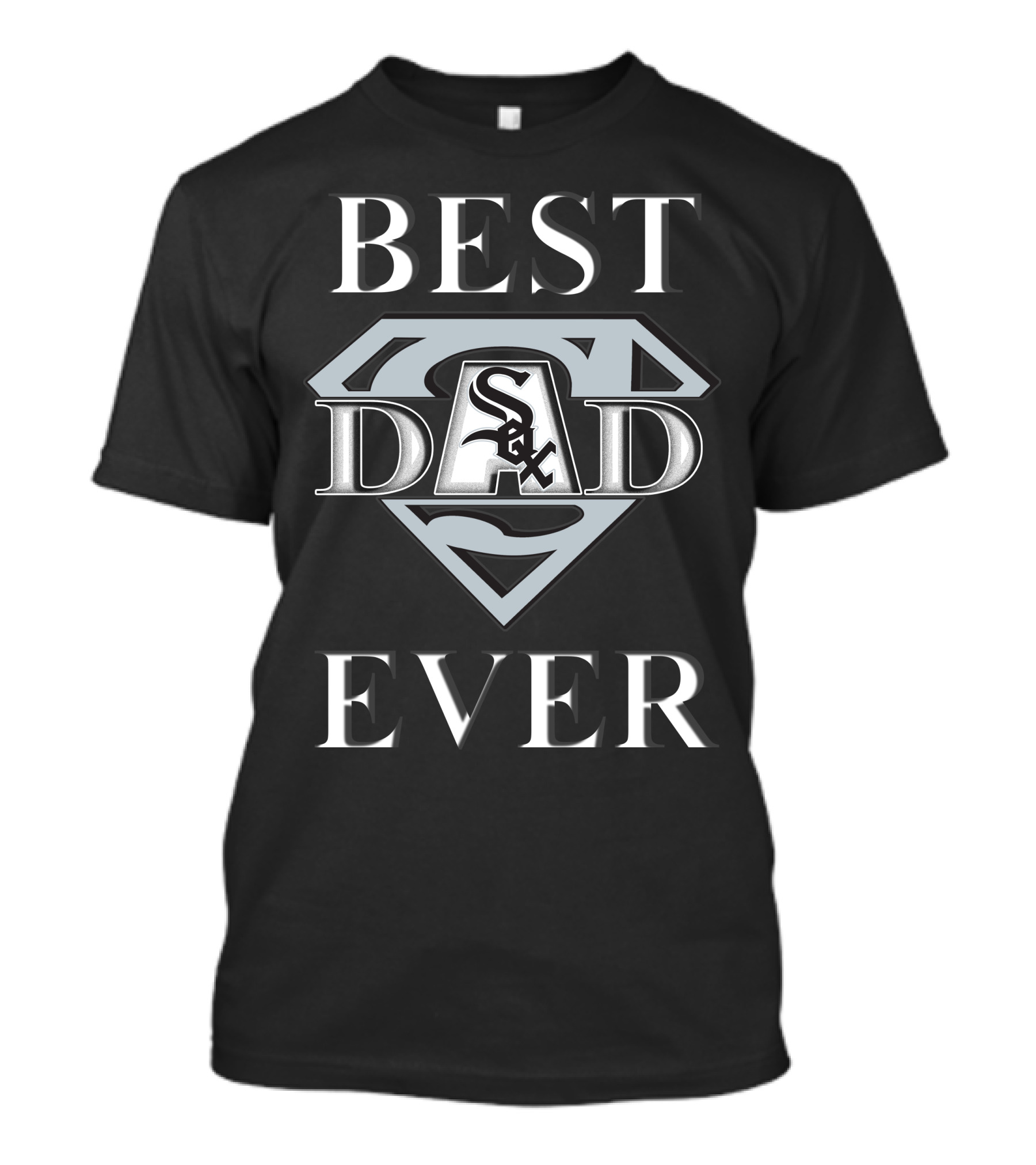 Best Dad Ever White Sox Logo Superman Shield T-Shirt