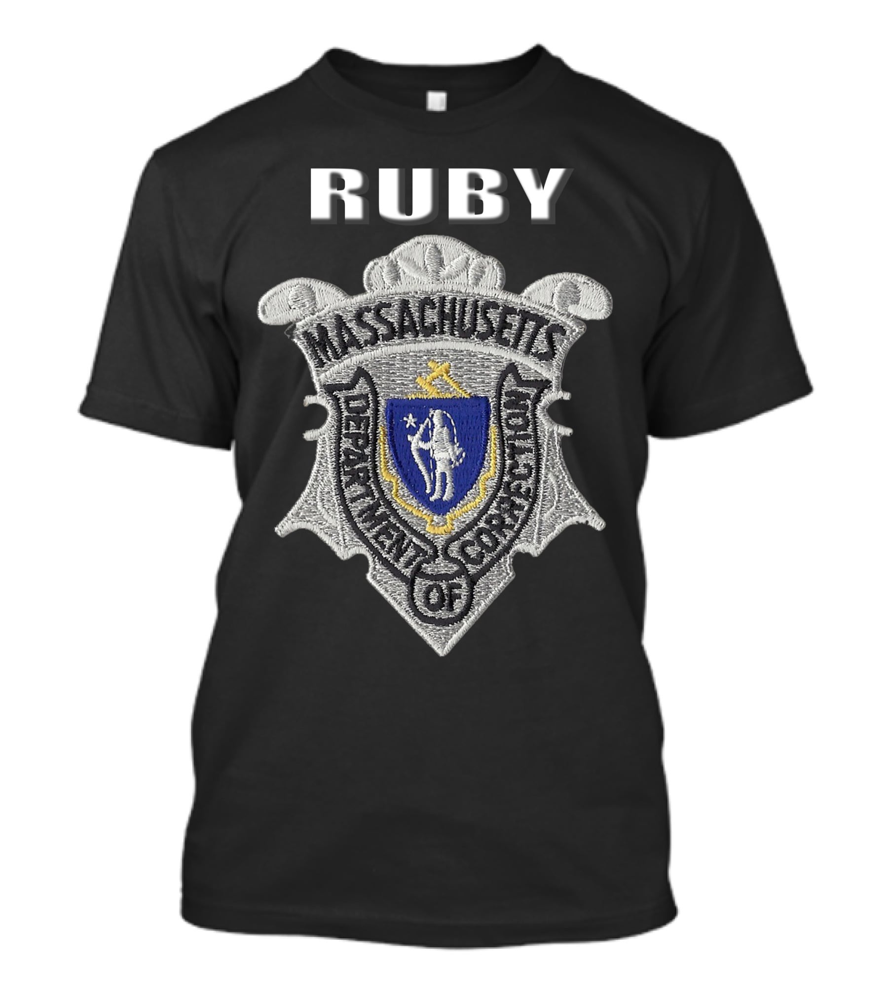 RUBY Massachusetts Department Of Correction Badge T-Shirt