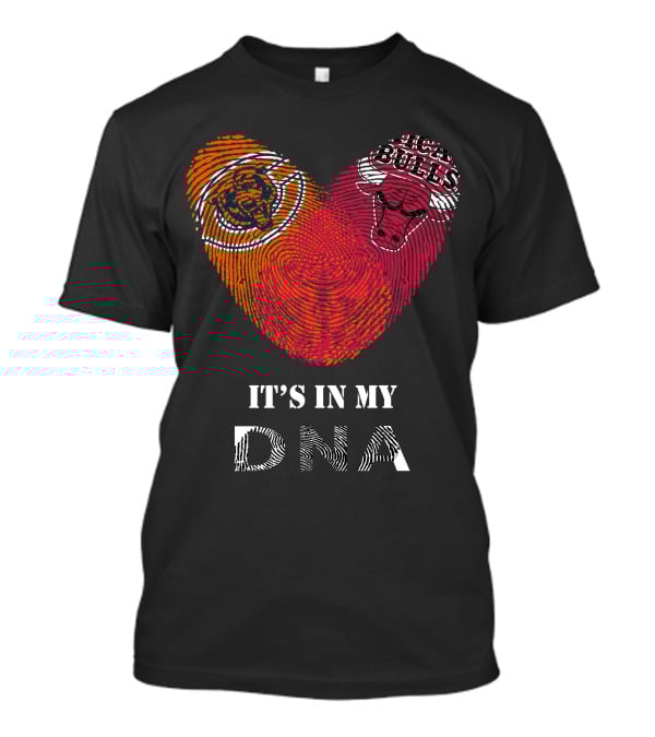 Chicago Bears Bulls It's In My Dna Fingerprint Heart T-Shirt
