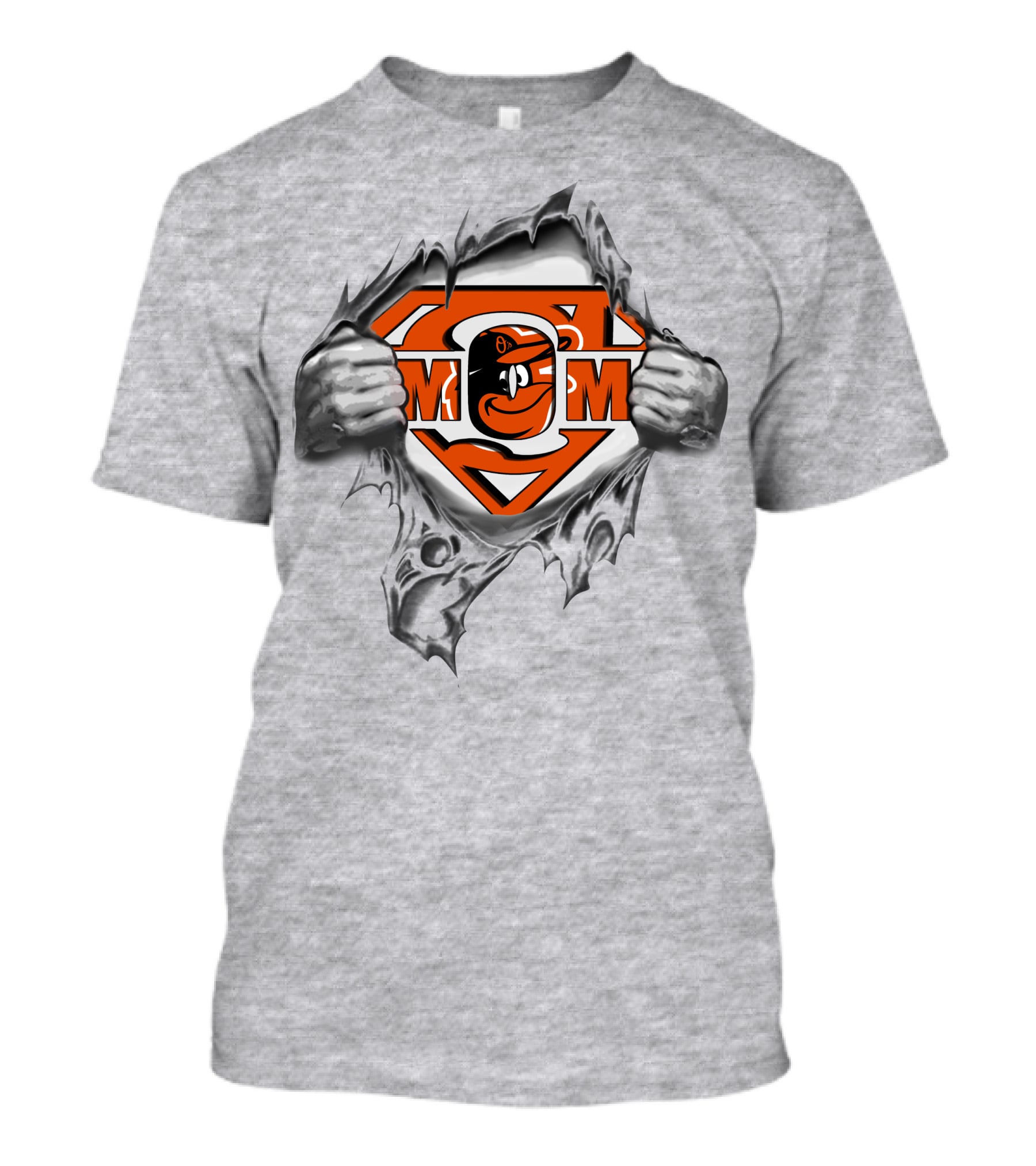 Orioles Superman Style Logo With Bird Emblem Pulled Apart By Hands T-Shirt