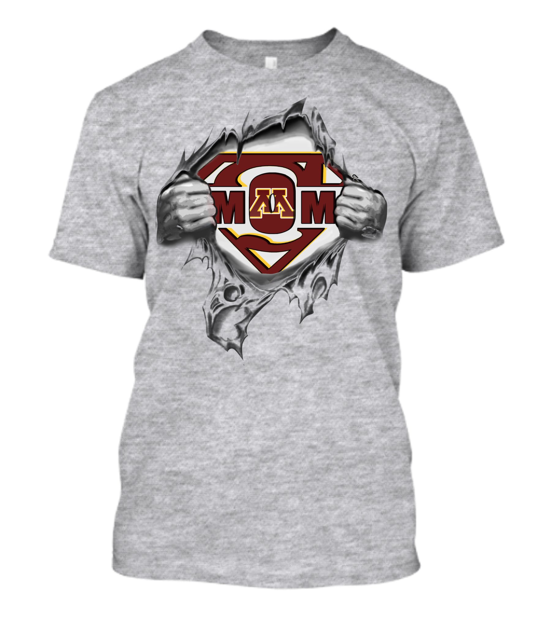 Minnesota Golden Gophers Super M Logo Rip With Superman Symbol T-Shirt