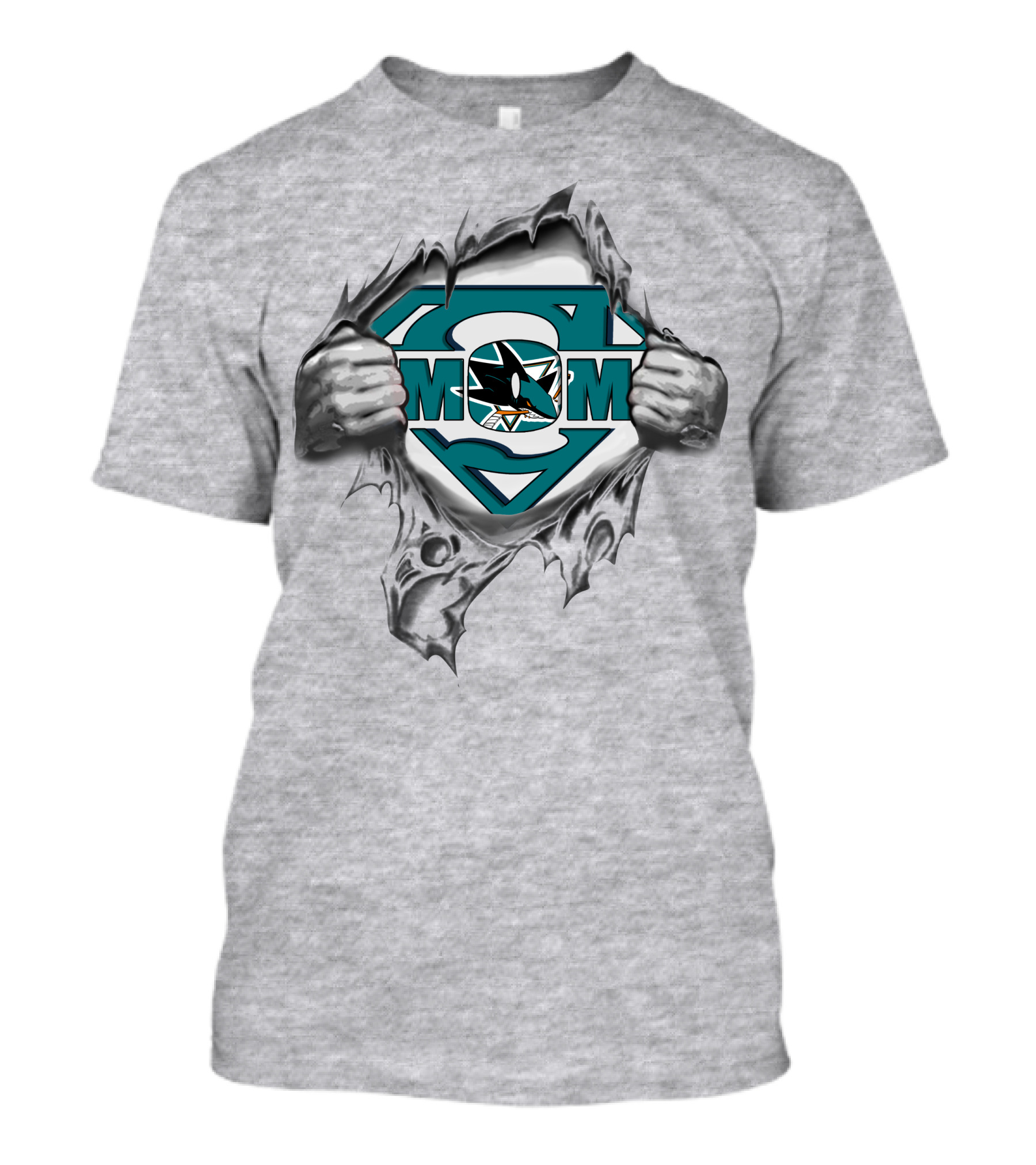 San Jose Sharks Super Mom Logo Rip T-Shirt