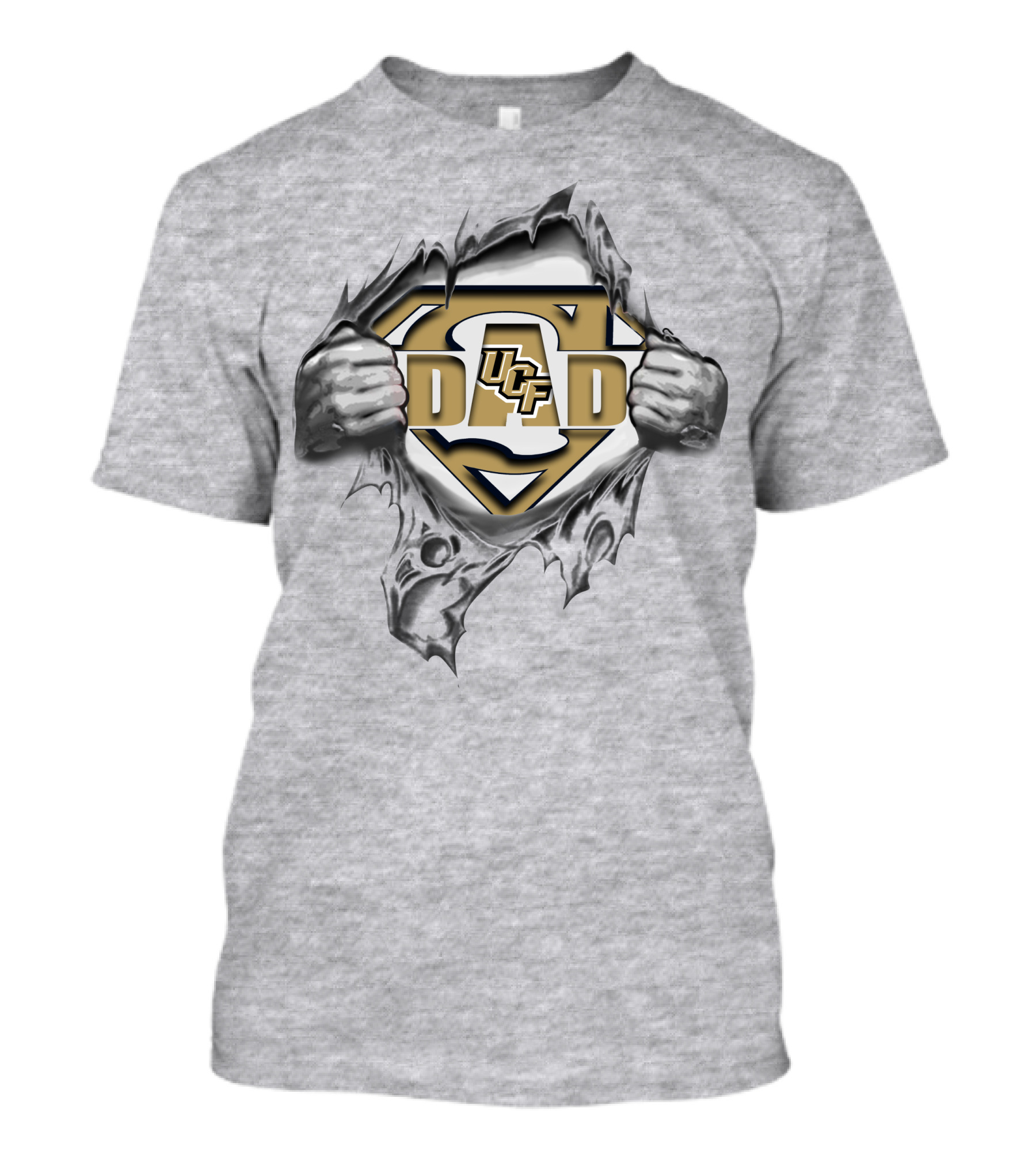 Ucf Knights Super Dad Logo In Torn Metal T-Shirt