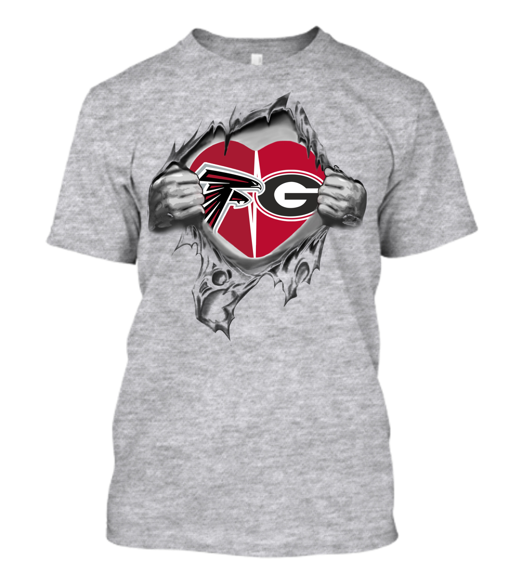 Falcons Bulldogs Heart Symbol With Football Logos T-Shirt