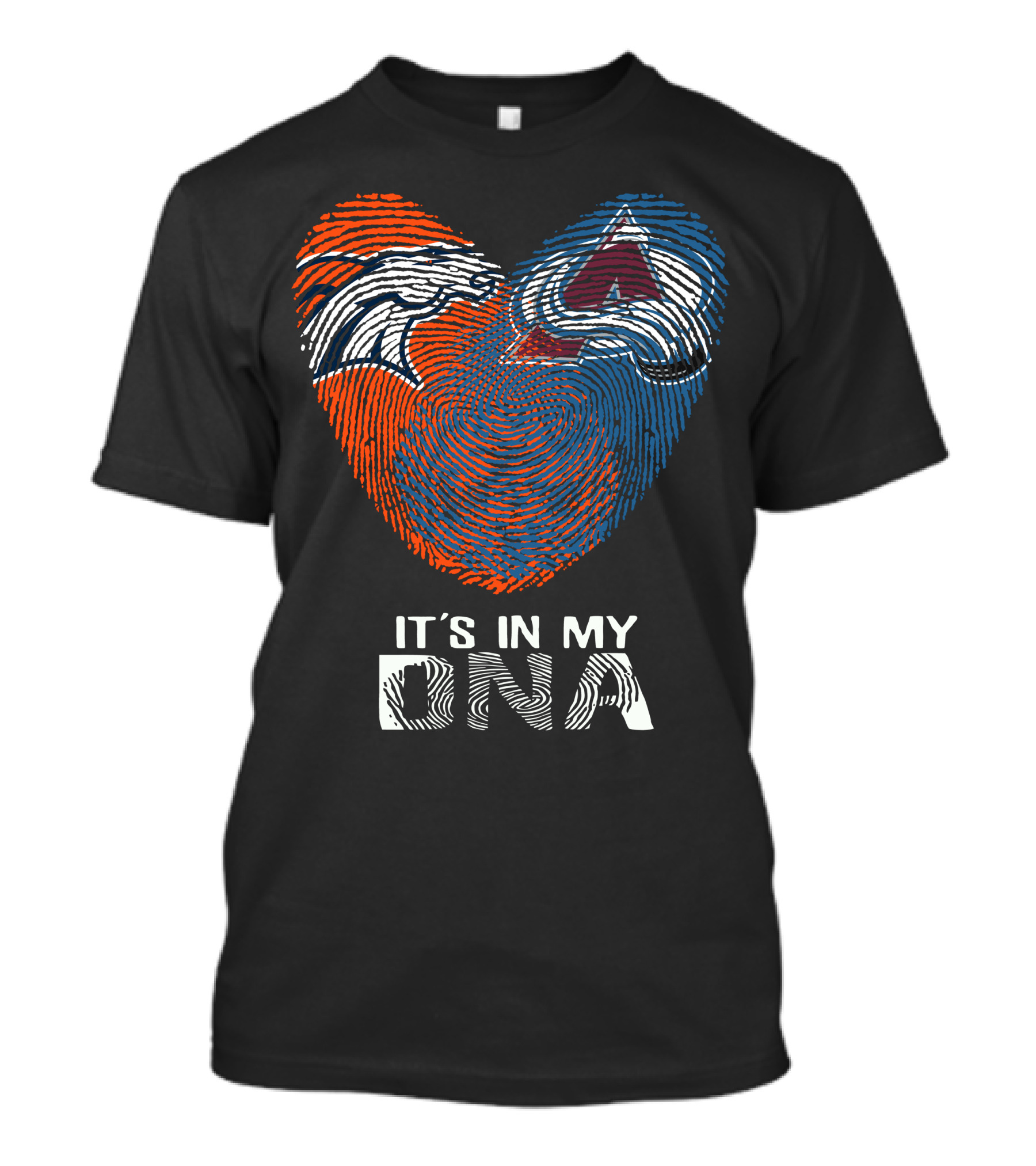 Broncos Avalanche Heart It's In My Dna Fingerprint T-Shirt