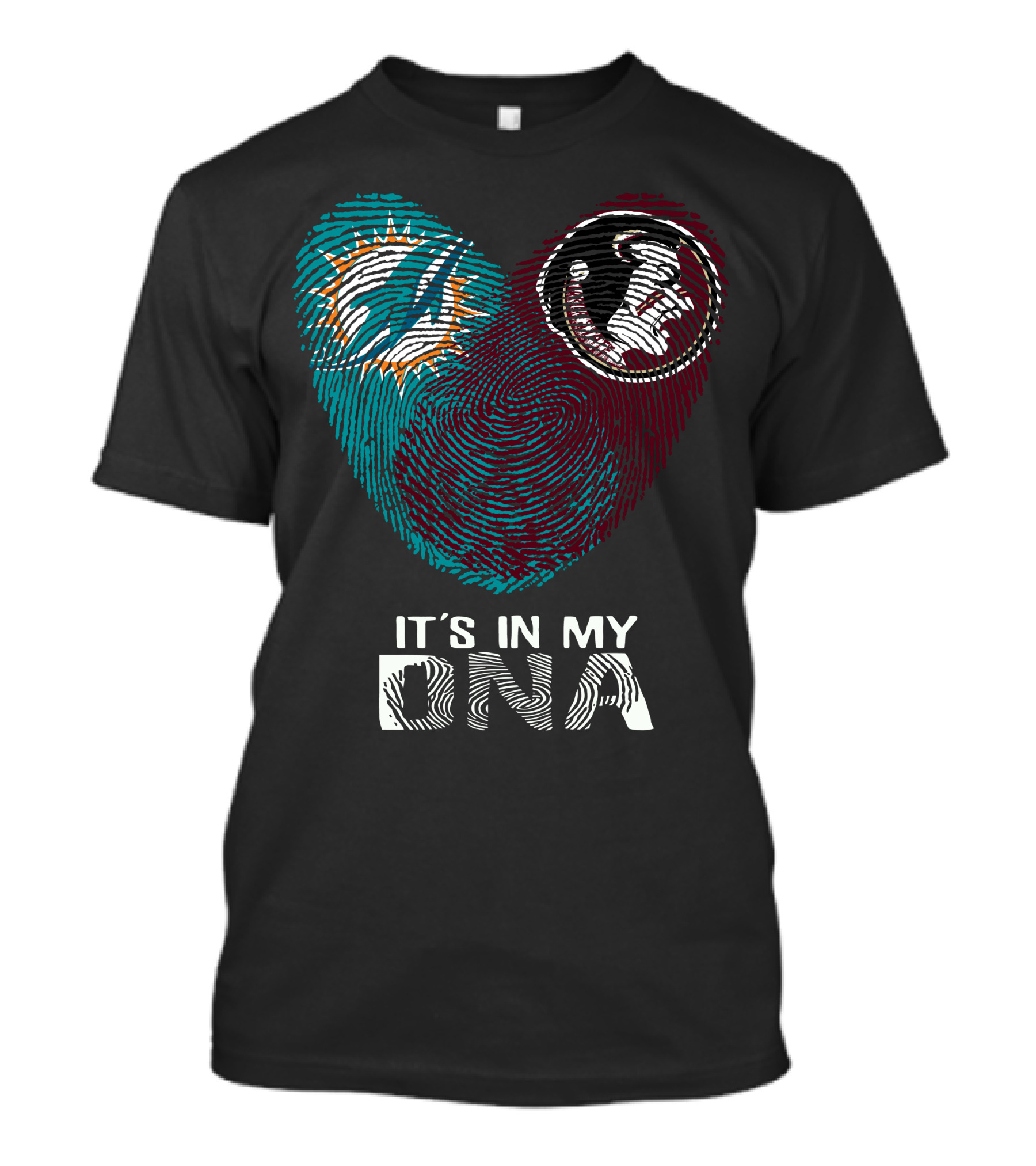 Miami Dolphins Florida State Seminoles It's In My Dna Fingerprint T-Shirt