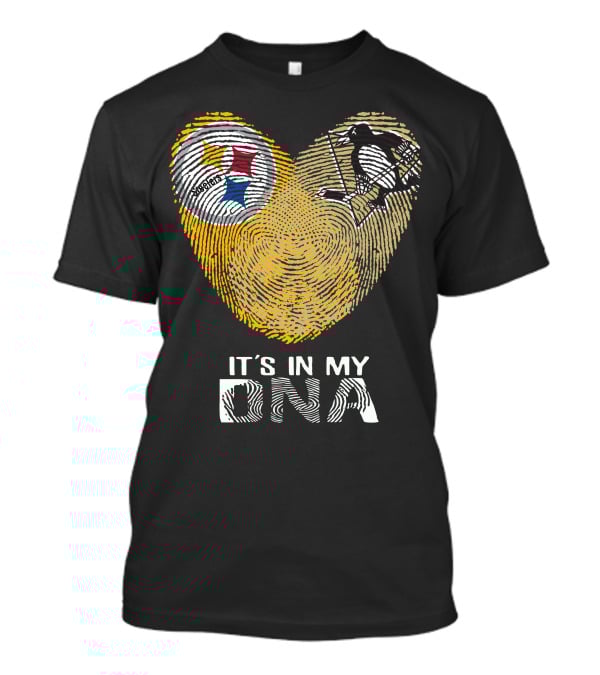 Steelers Penguins Heart It's In My Dna Fingerprint T-Shirt