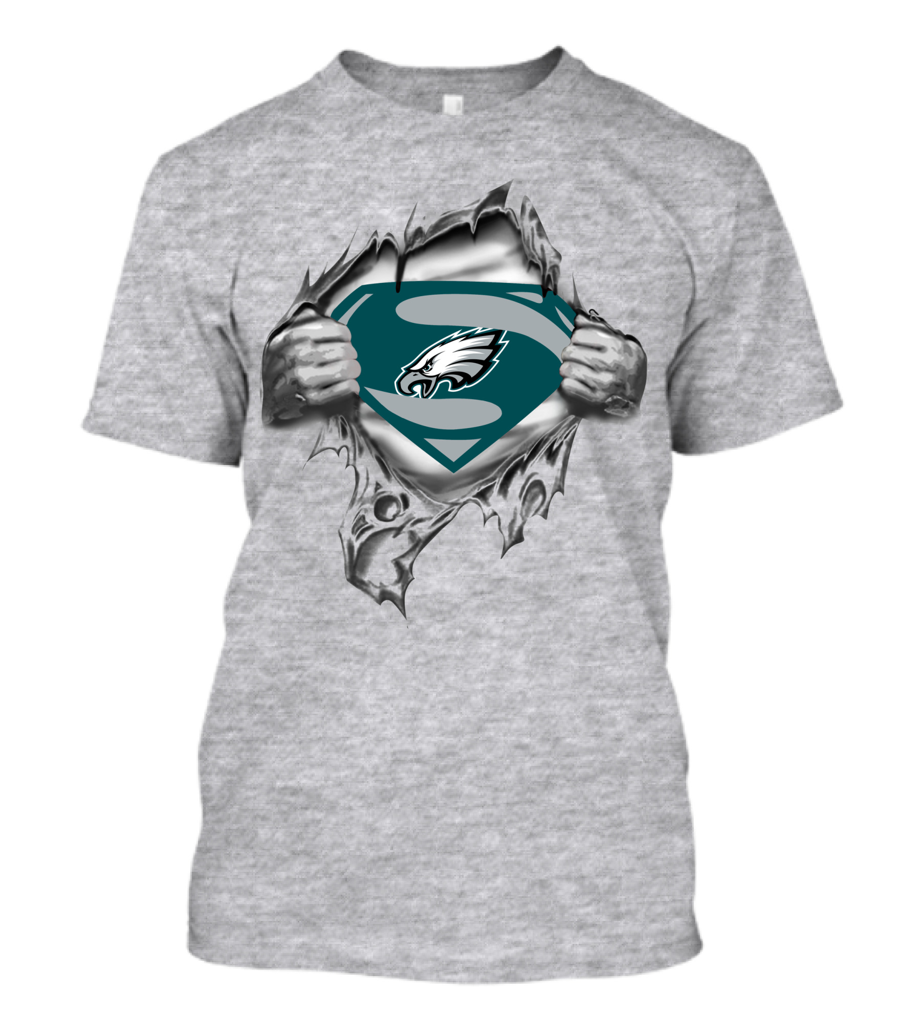 Eagles Superman Logo With Torn Effect And Hero Style Hands T-Shirt
