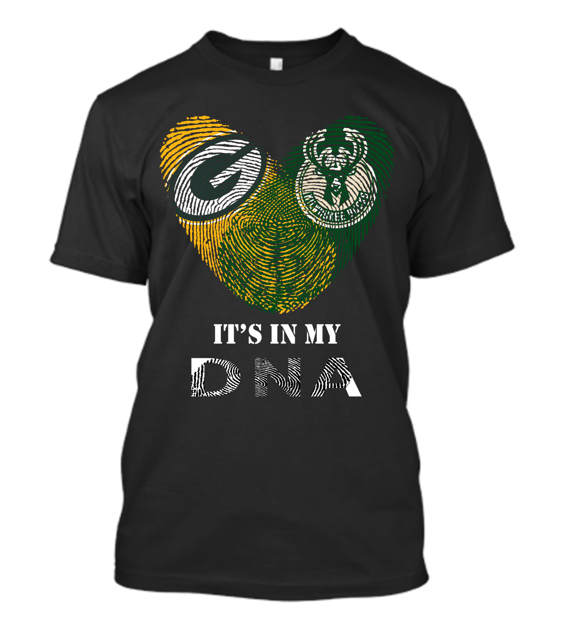 Packers Bucks Logos Fingerprint It's In My DNA T-Shirt