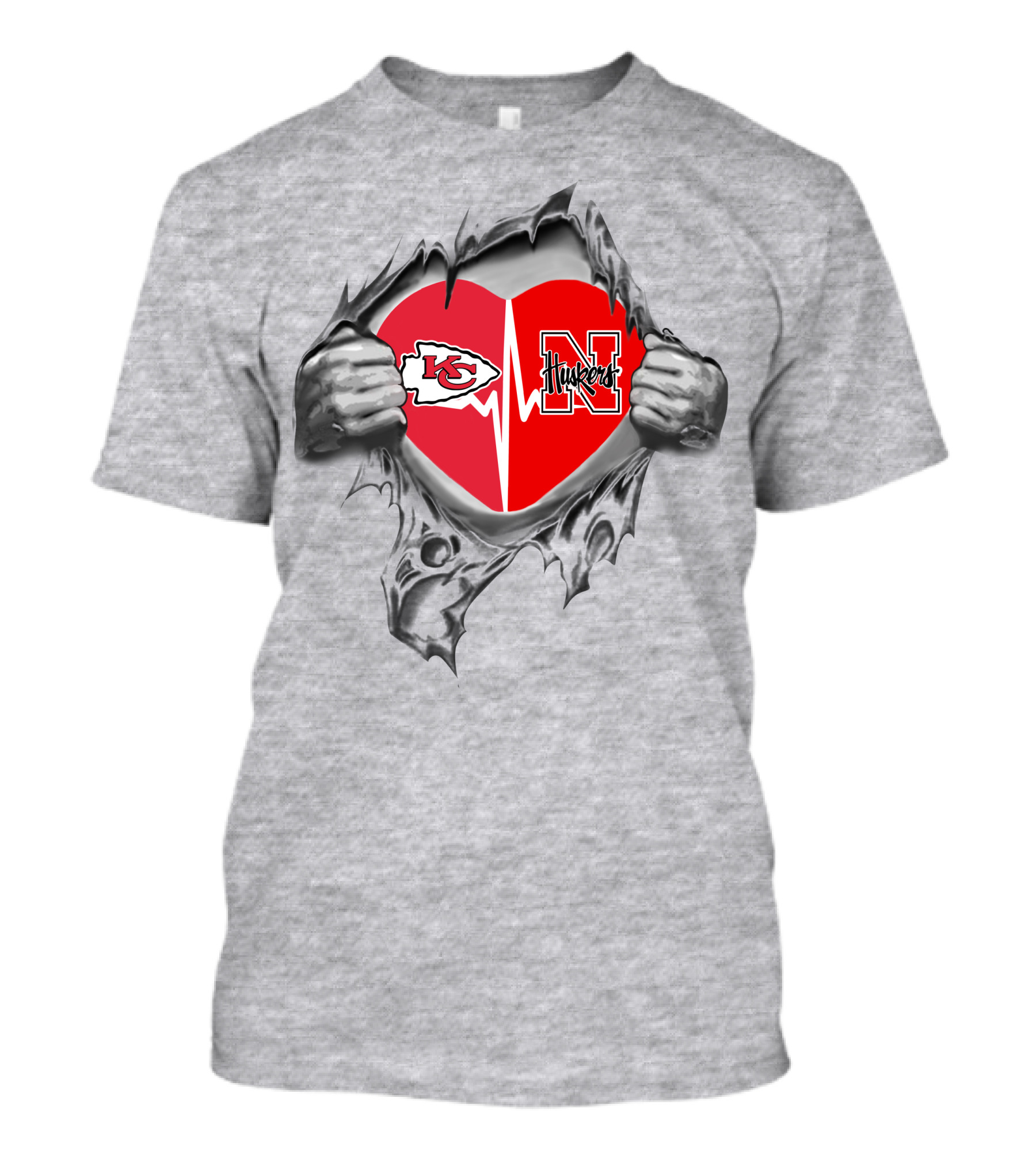 Chiefs Huskers Heart Logo Peeling T-Shirt