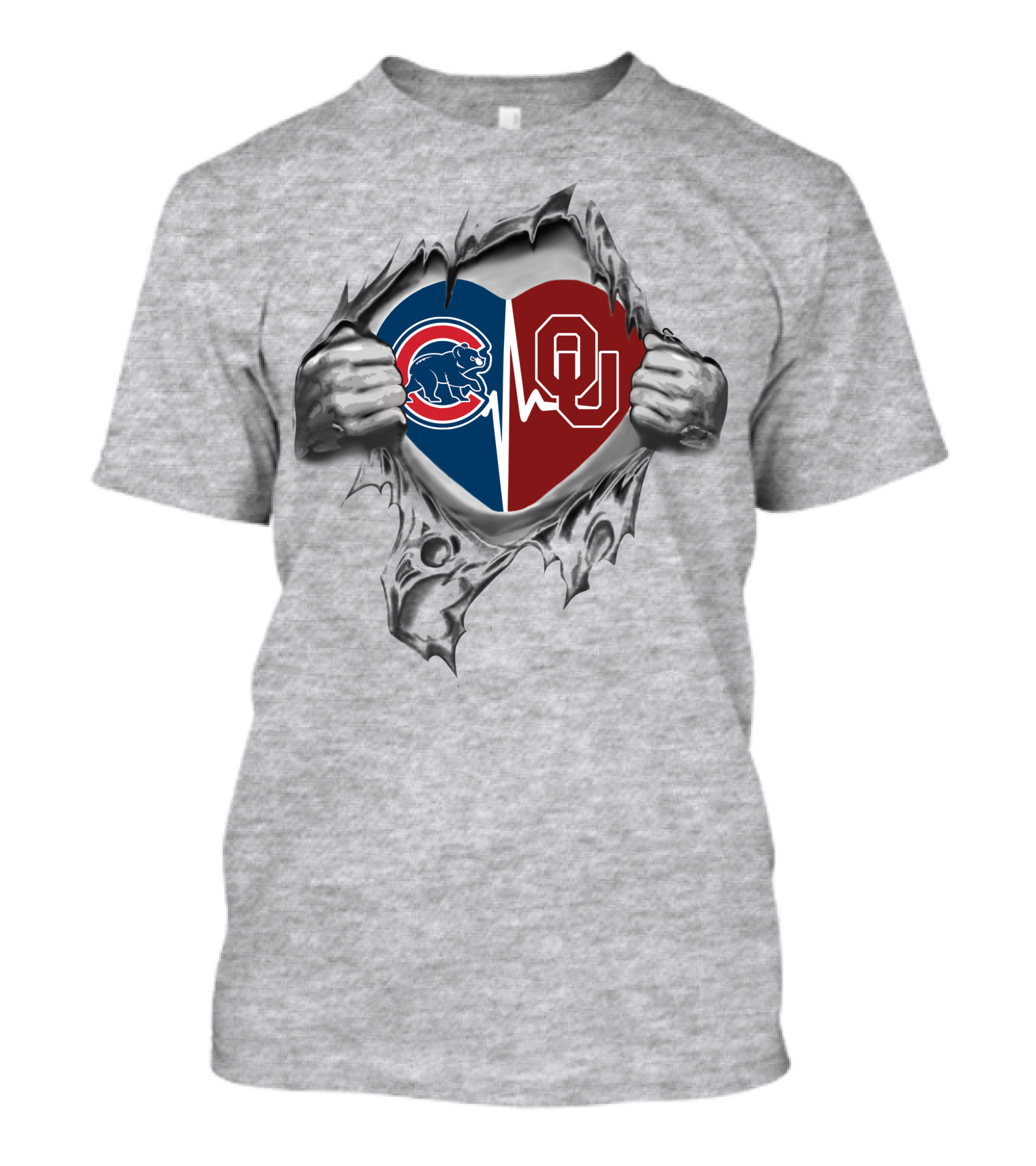 Chicago Cubs Oklahoma Sooners Heart Fusion T-Shirt