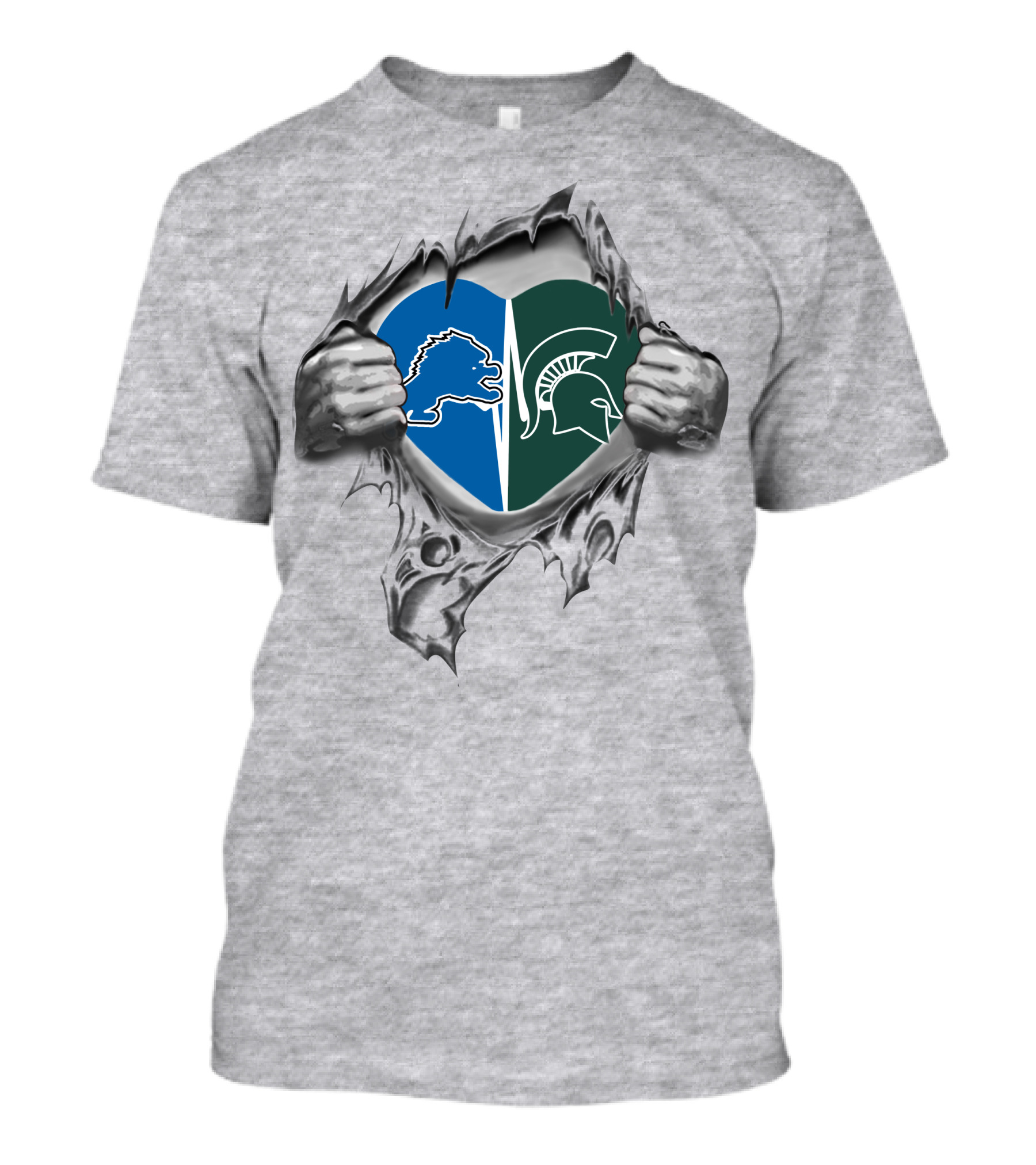 Detroit Lions Michigan State Spartans Heart Symbol T-Shirt