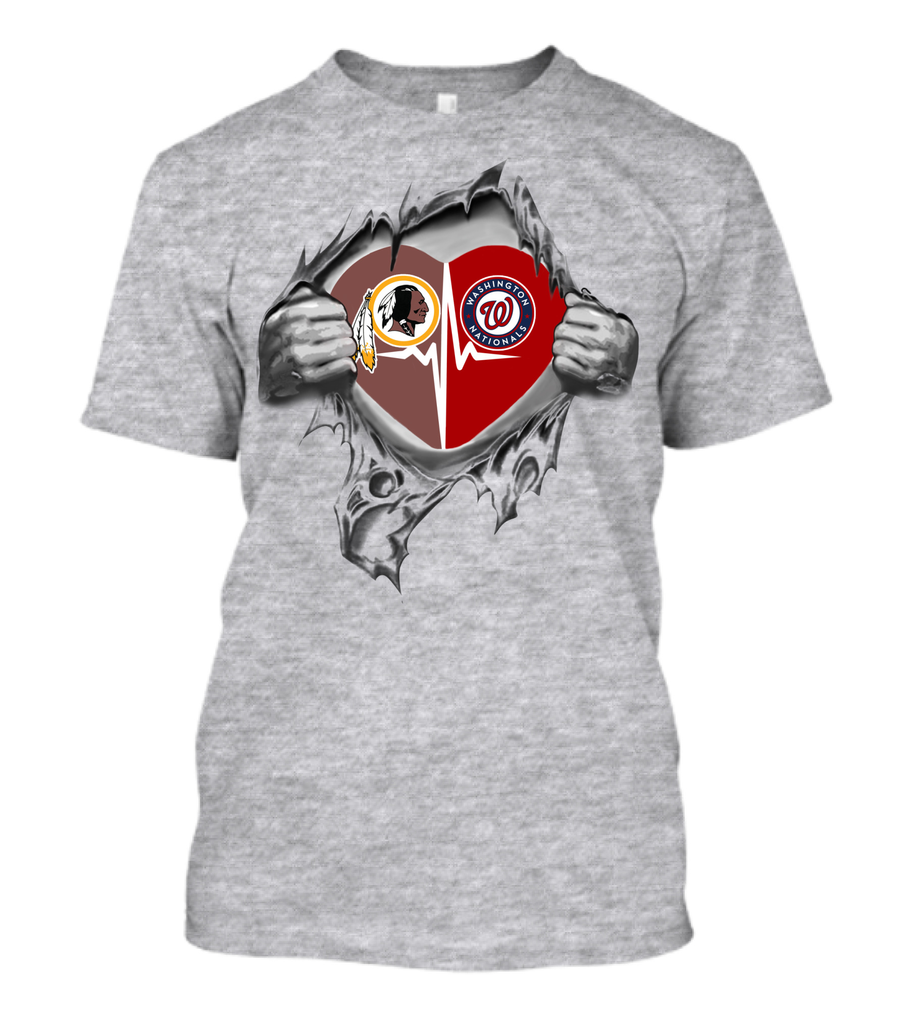Redskins Washington Nationals Heartbeat Fan T-Shirt