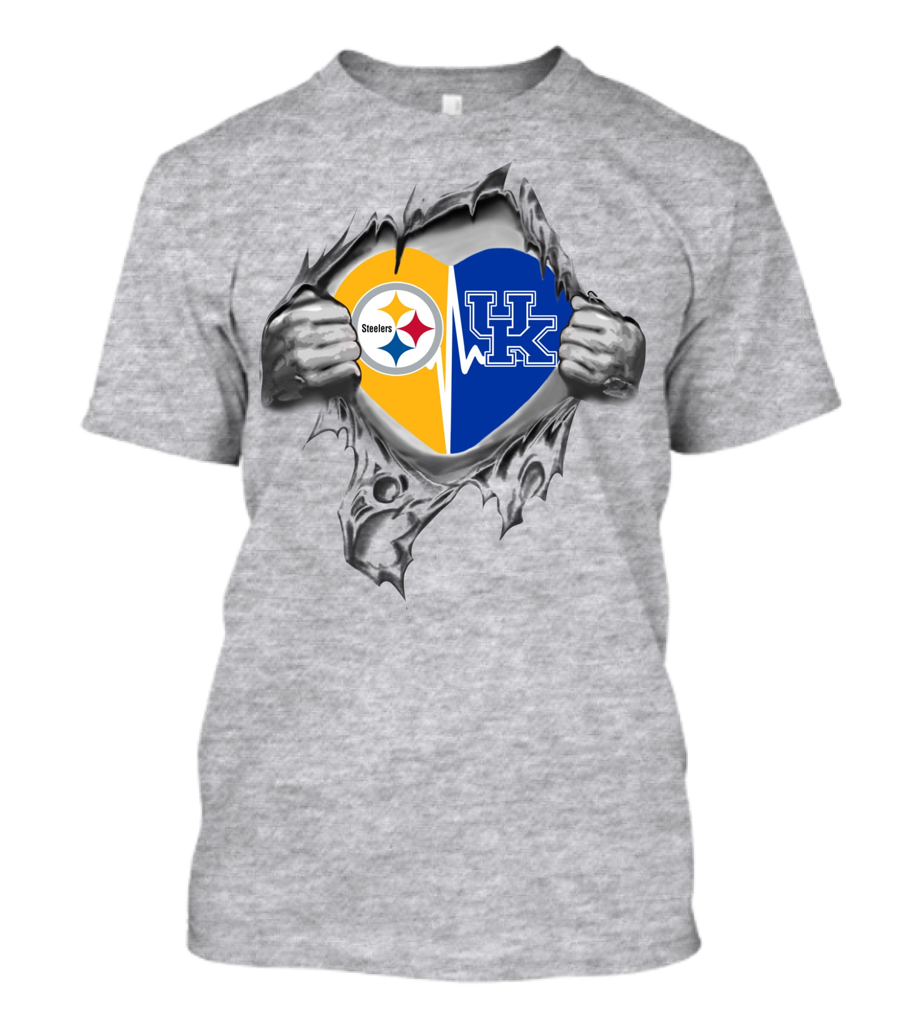 Steelers Kentucky Heart Split Logo With Hands T-Shirt