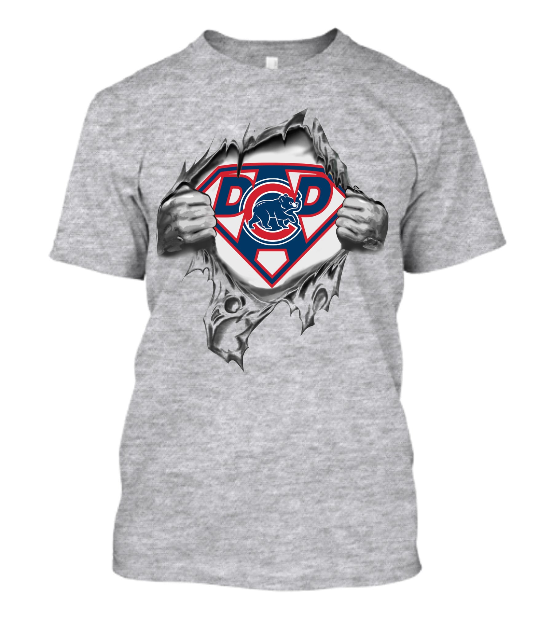 Chicago Cubs Dad Super Logo Tear Reveal T-Shirt