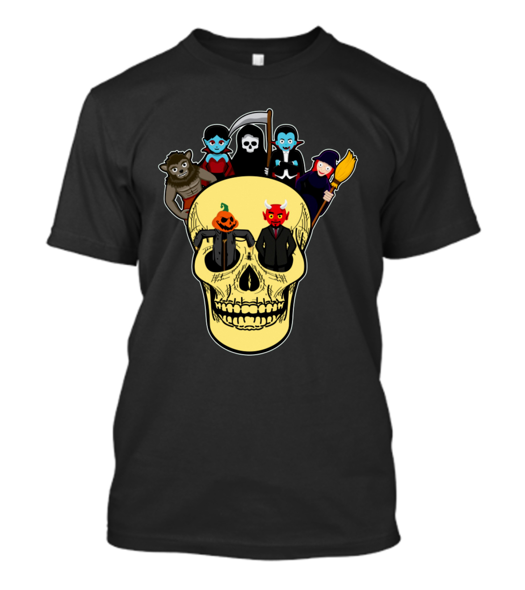 Halloween Skull Werewolf Reaper Vampire Witch Pumpkin Devil T-Shirt