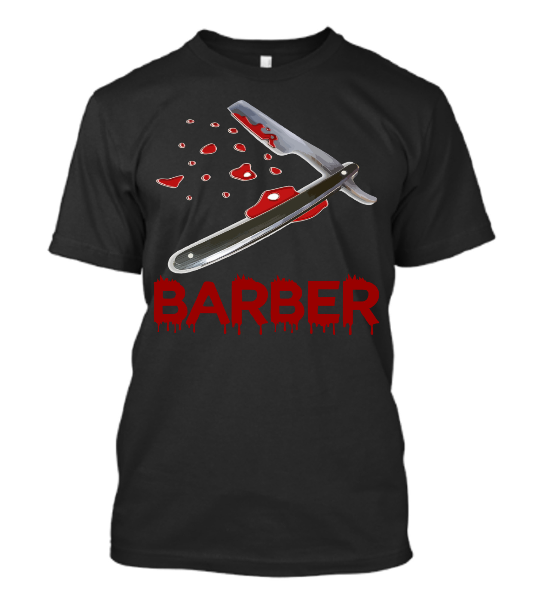 Halloween Barber Straight Razor Blood Drips T-Shirt