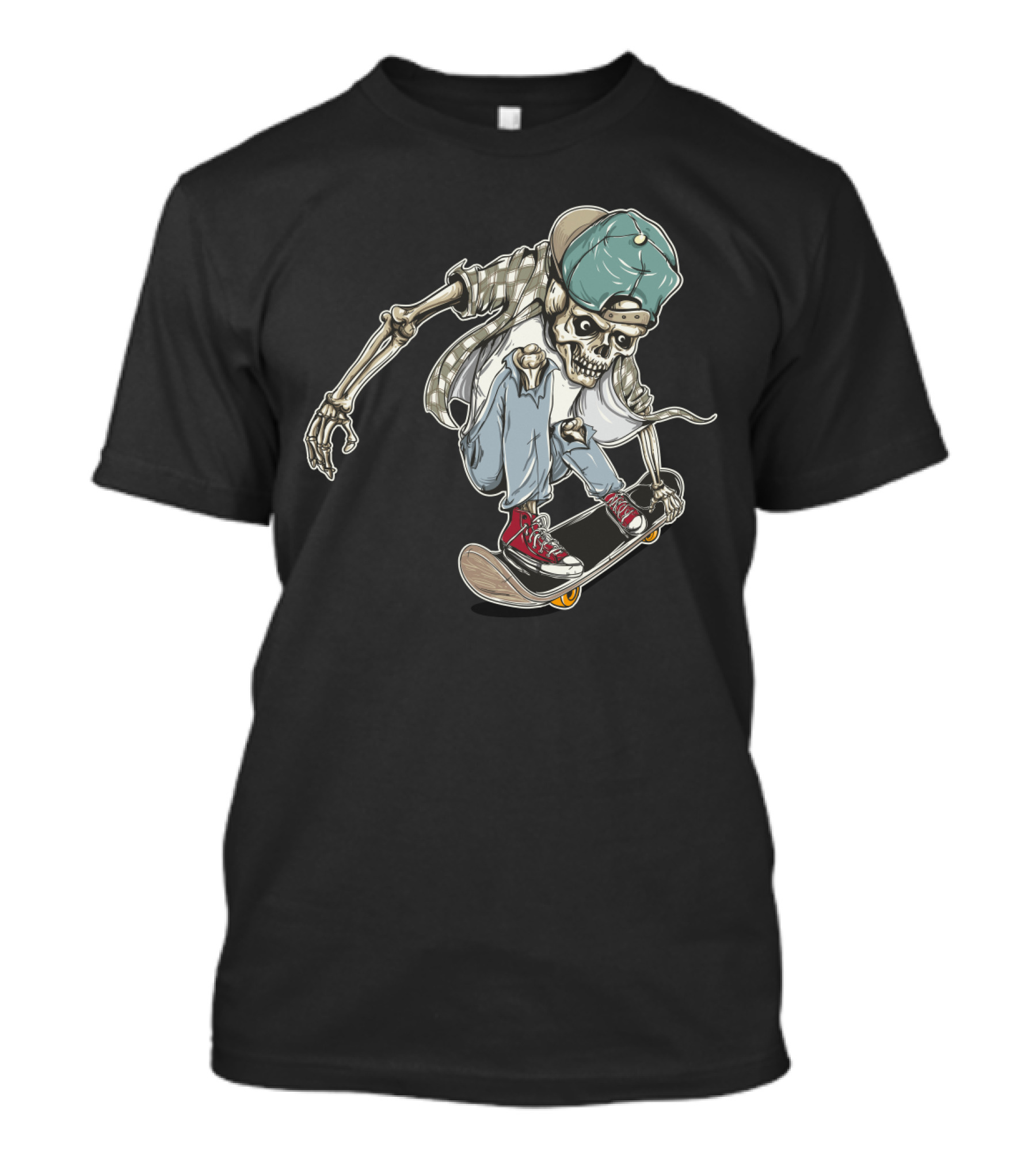 Halloween Skeleton Skateboarding Skull Trick Urban Streetwear T-Shirt