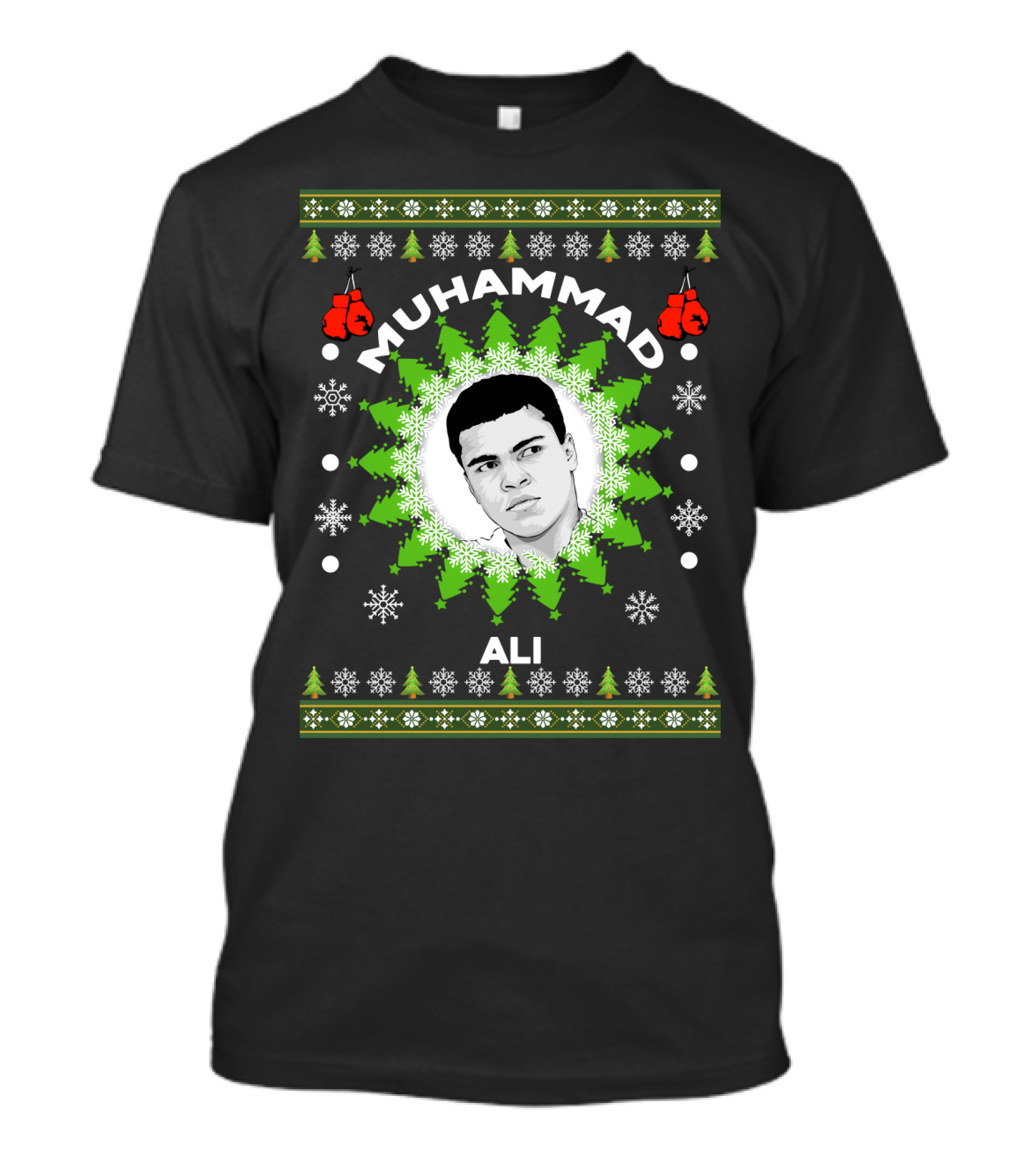 Muhammad Ali Christmas Boxing Snowflakes Festive T-Shirt