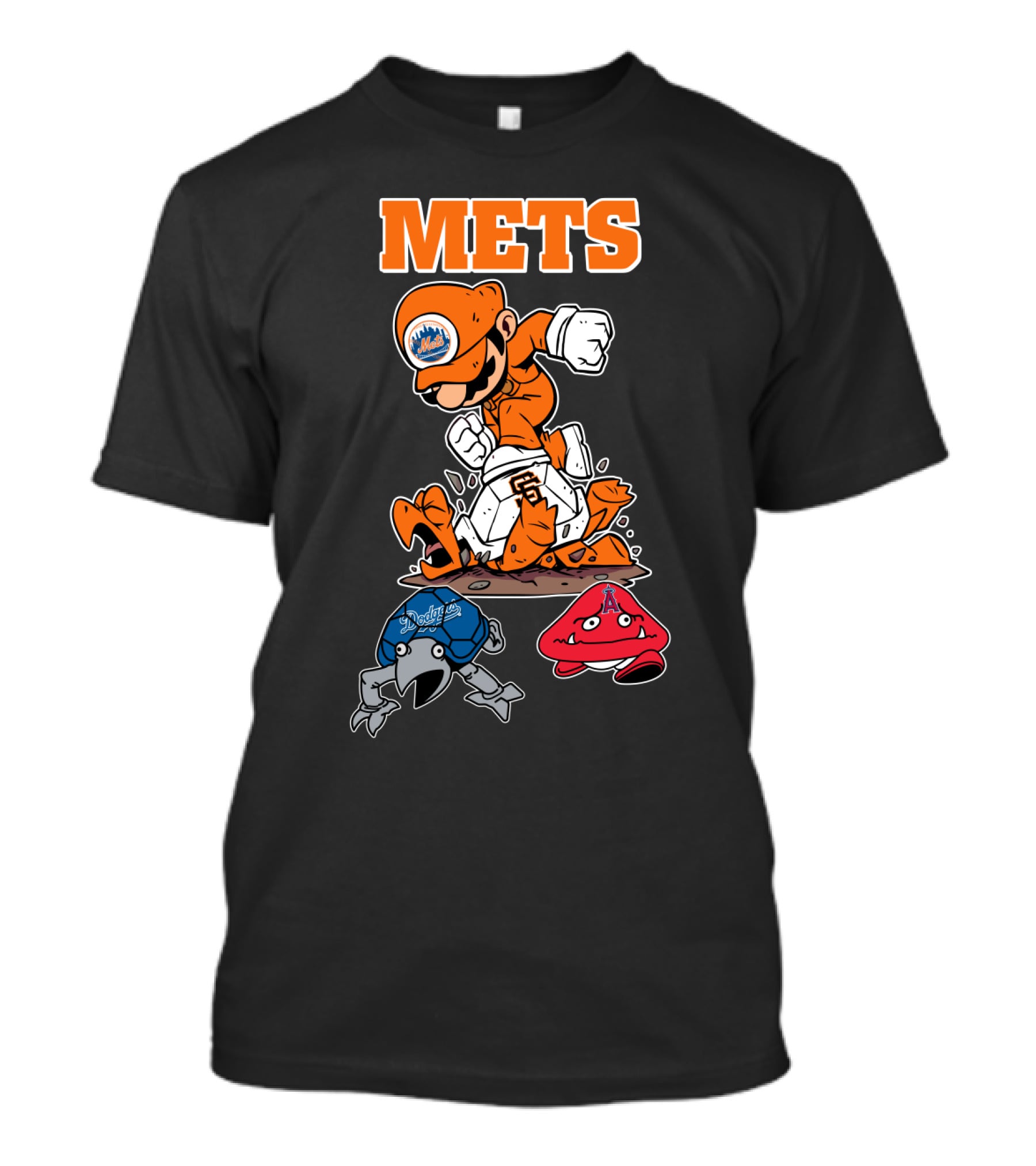Mets Mario Baseball Crossover With Capsule And Sf Giants Goomba T-Shirt