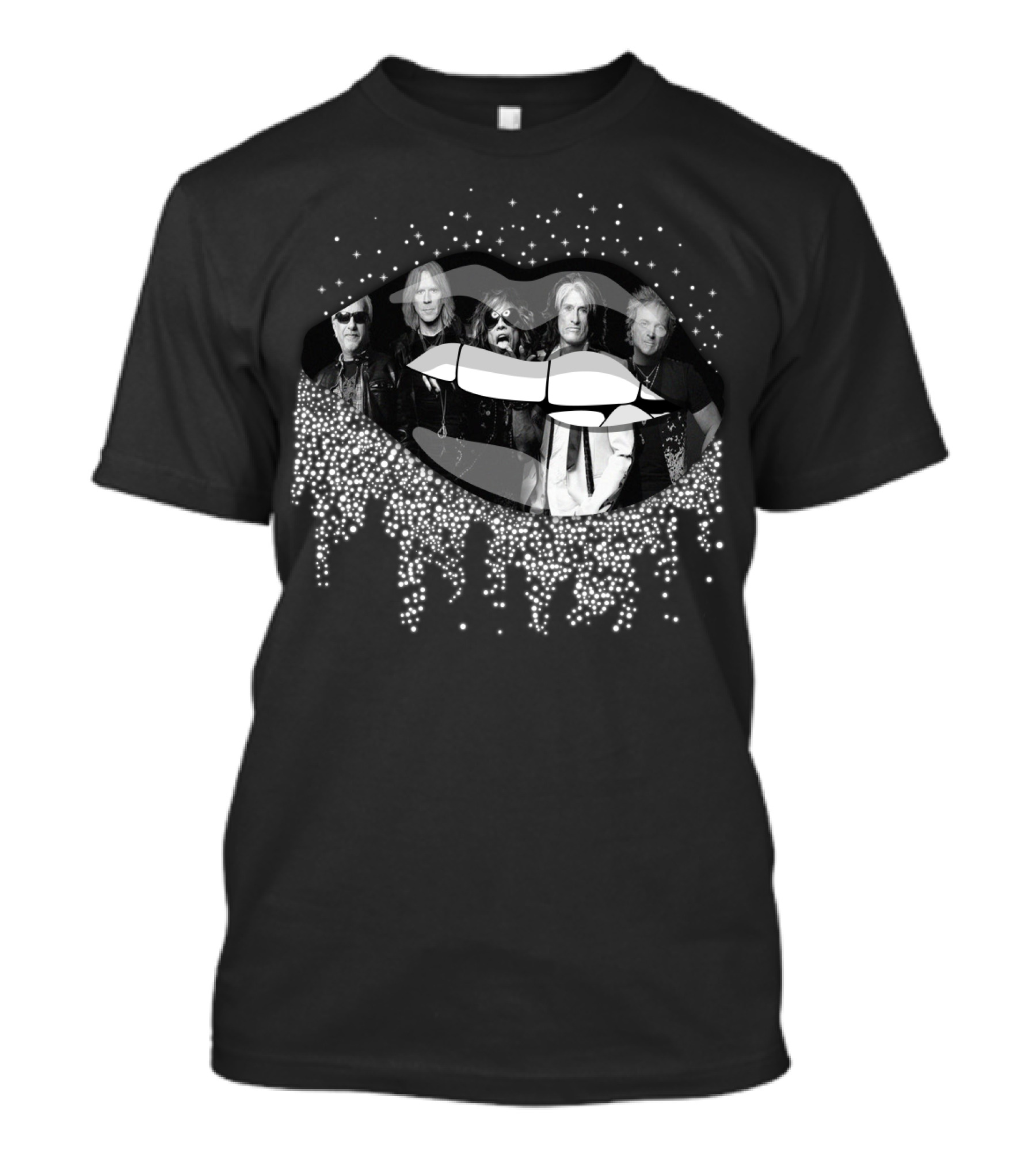 AeroSmith Band With Glitter Lips T-Shirt