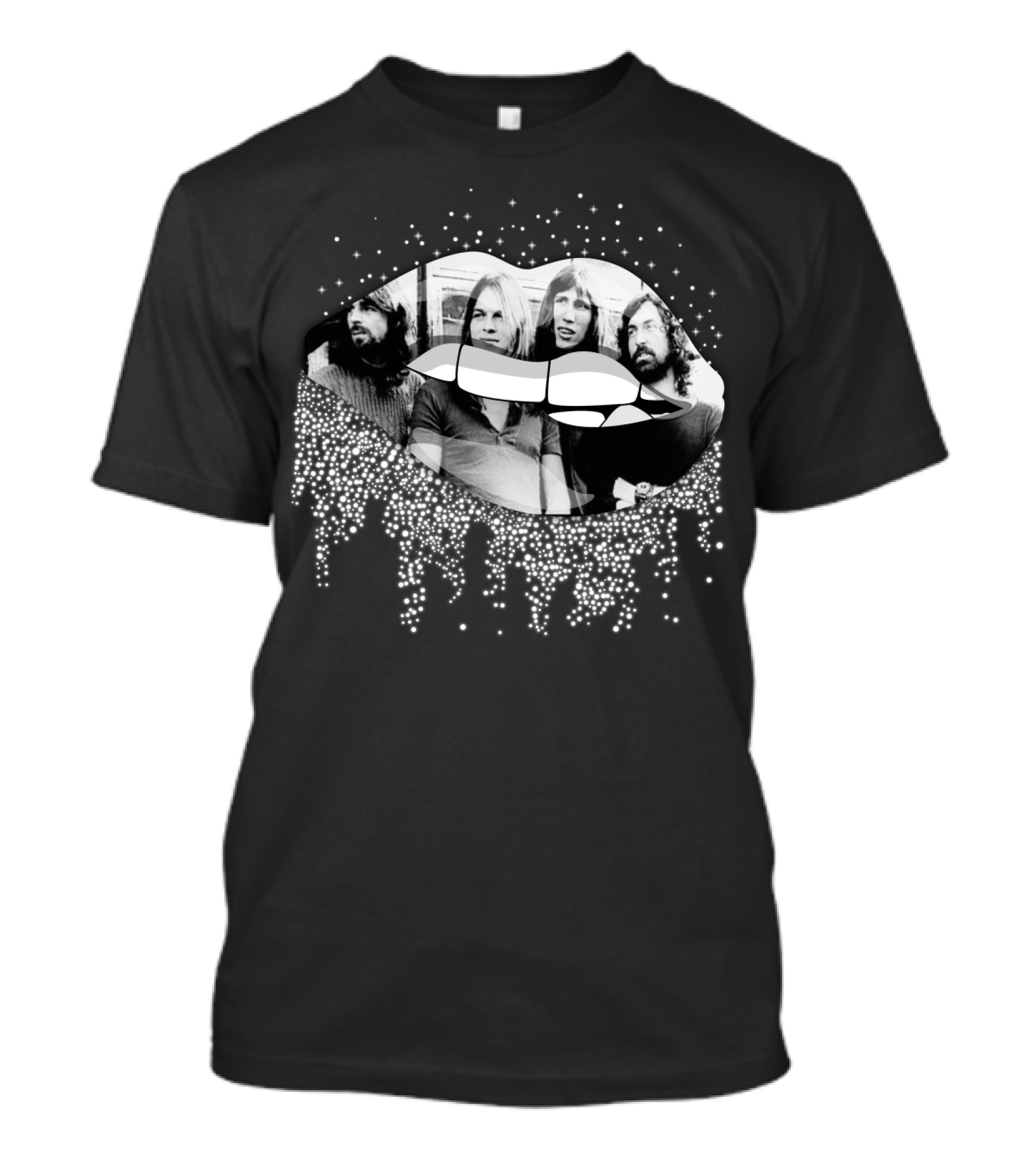 Pink Floyd Band Members Monochrome Dripping Lip T-Shirt